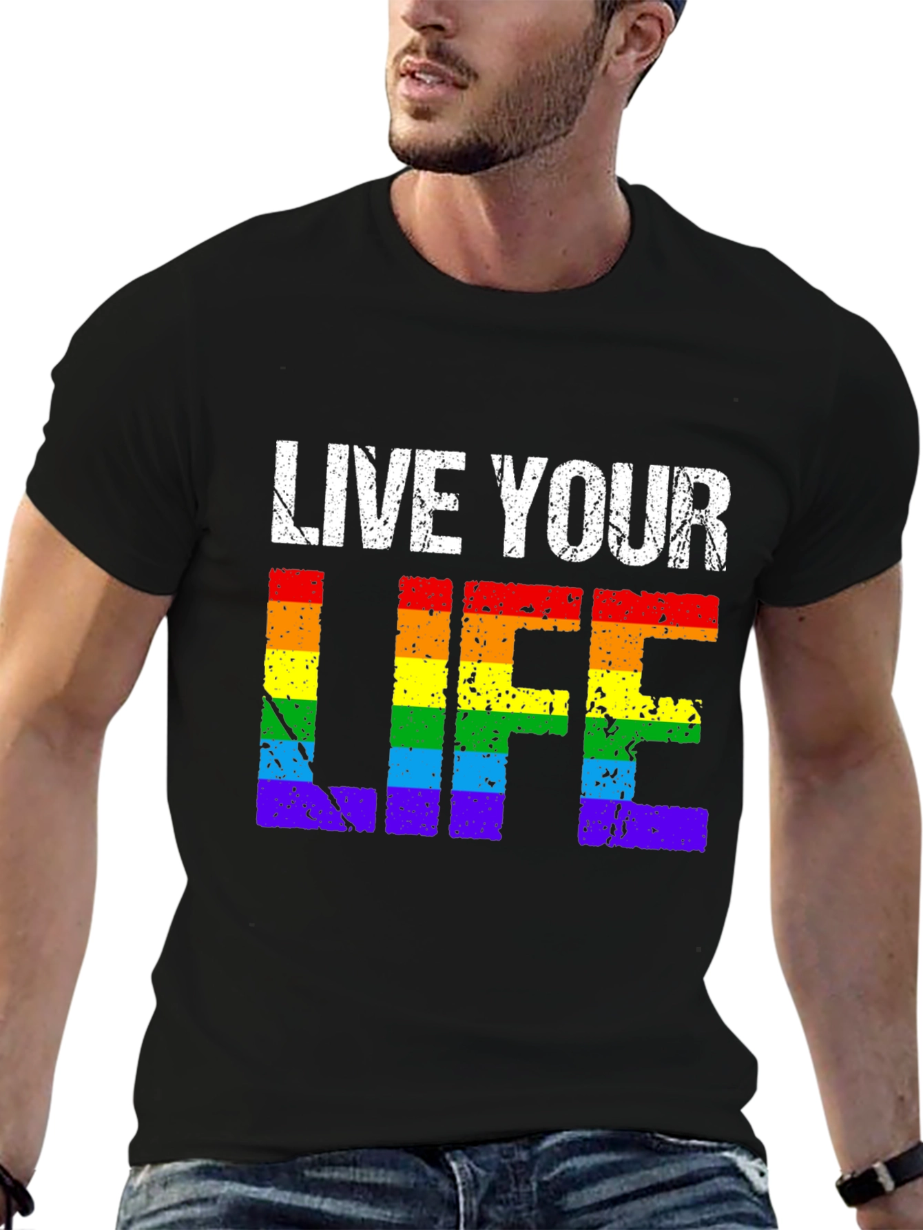 LGBTQ+ Pride T-Shirt - Live Your Life Rainbow Tee