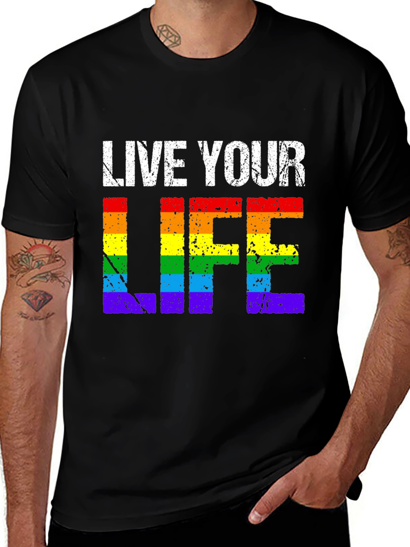 LGBTQ+ Pride T-Shirt - Live Your Life Rainbow Tee