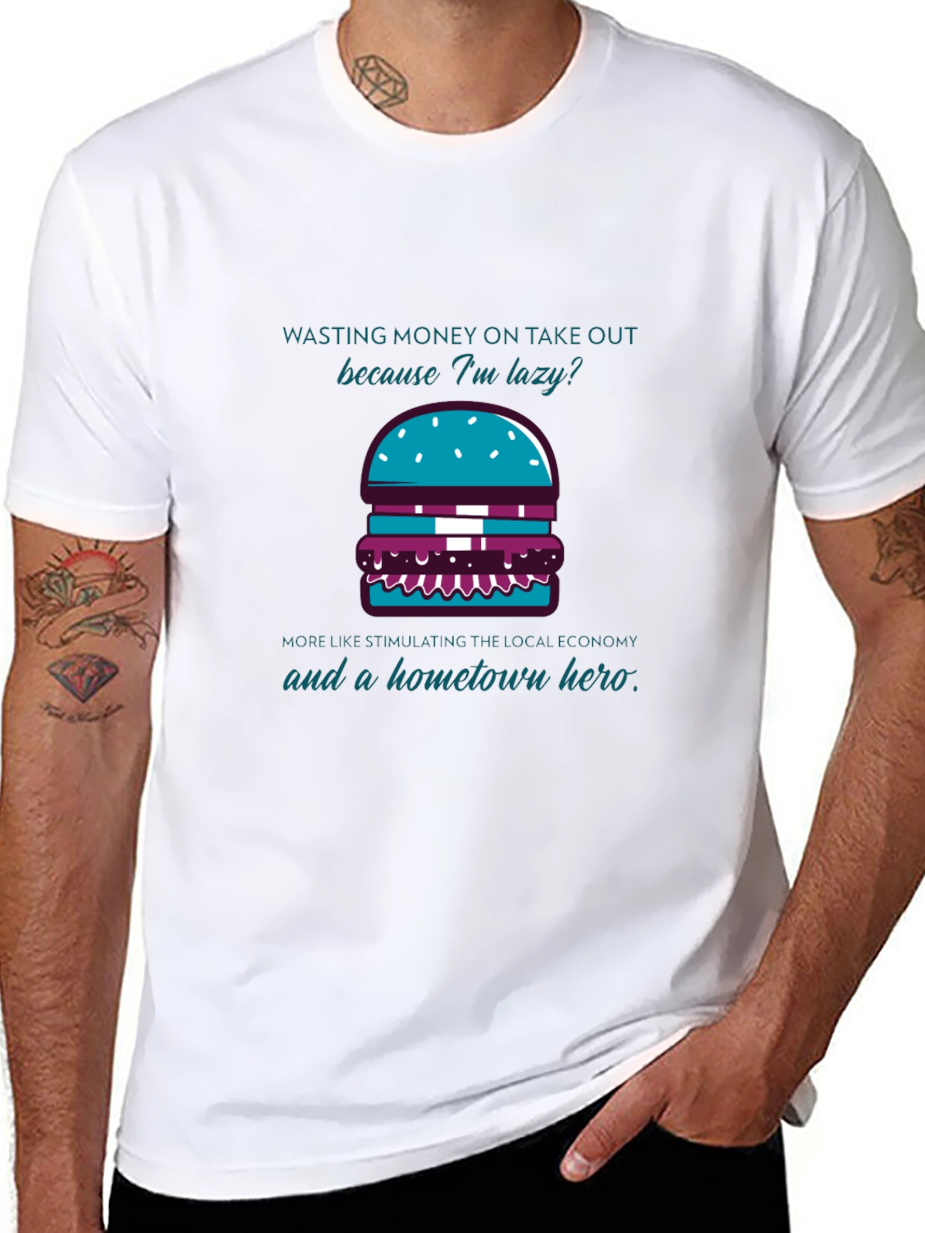 Lazy But Local Hero Burger T-Shirt