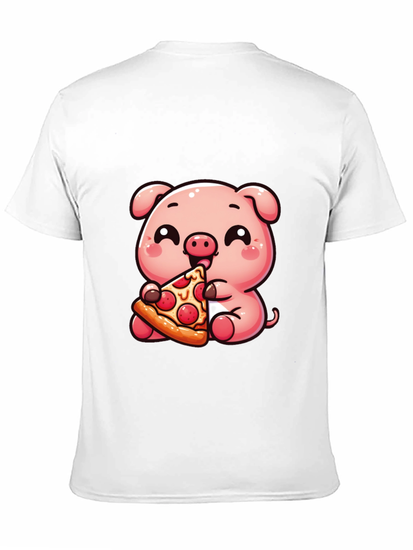 Cute Pig Eating Pizza Graphic T-Shirt - Unisex