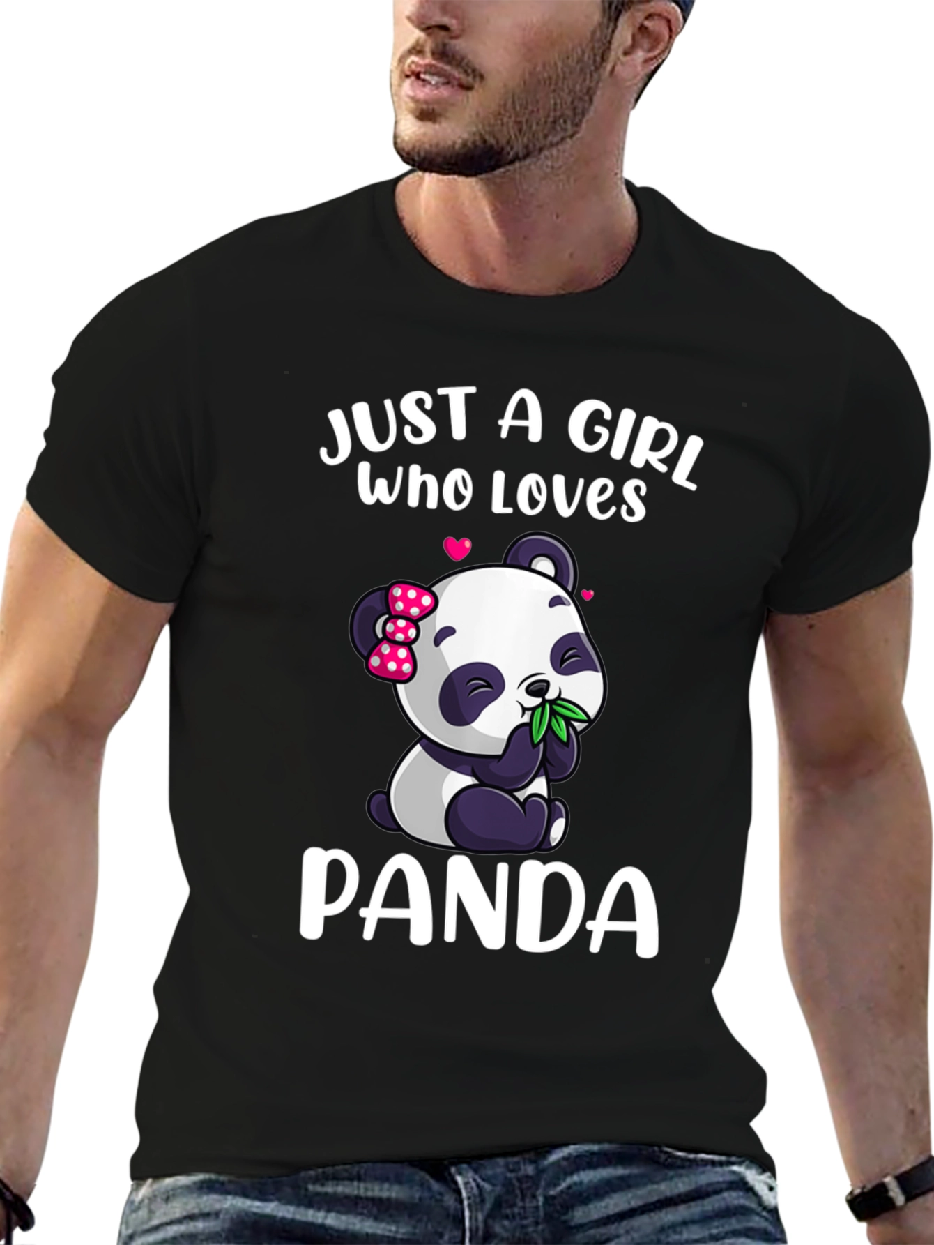 Just a Girl Who Loves Pandas Black T-Shirt