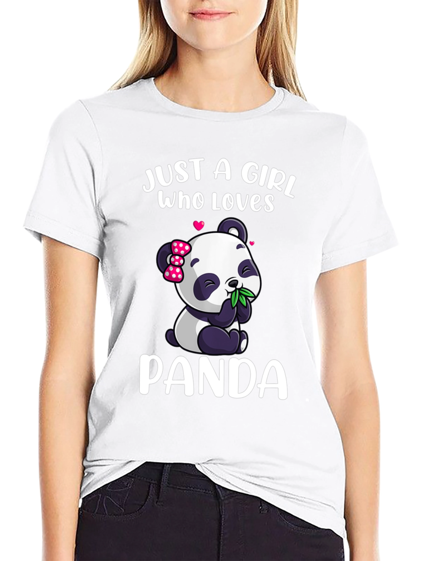Just a Girl Who Loves Pandas Black T-Shirt