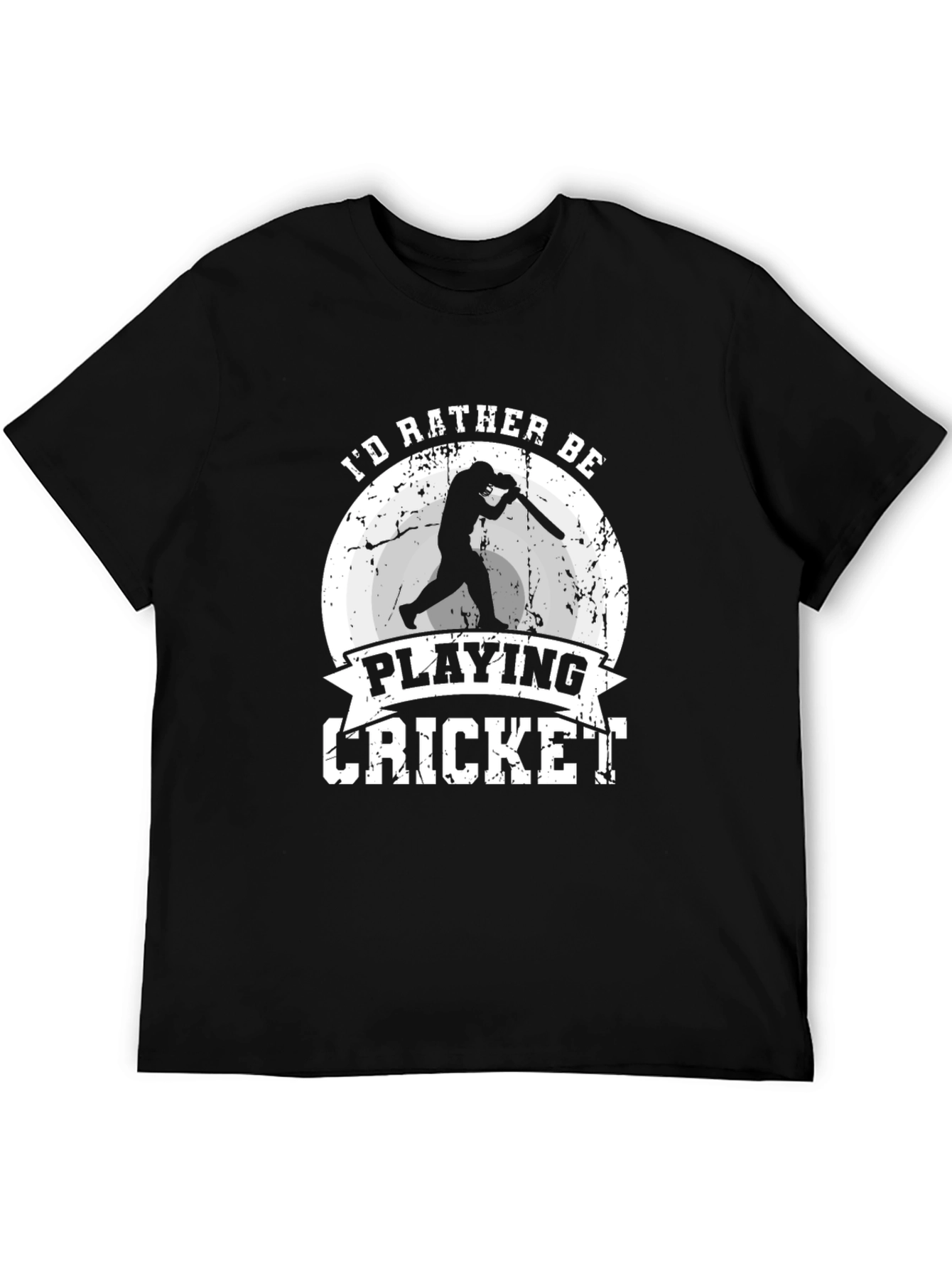 Id Rather Be Playing Cricket Black T-Shirt