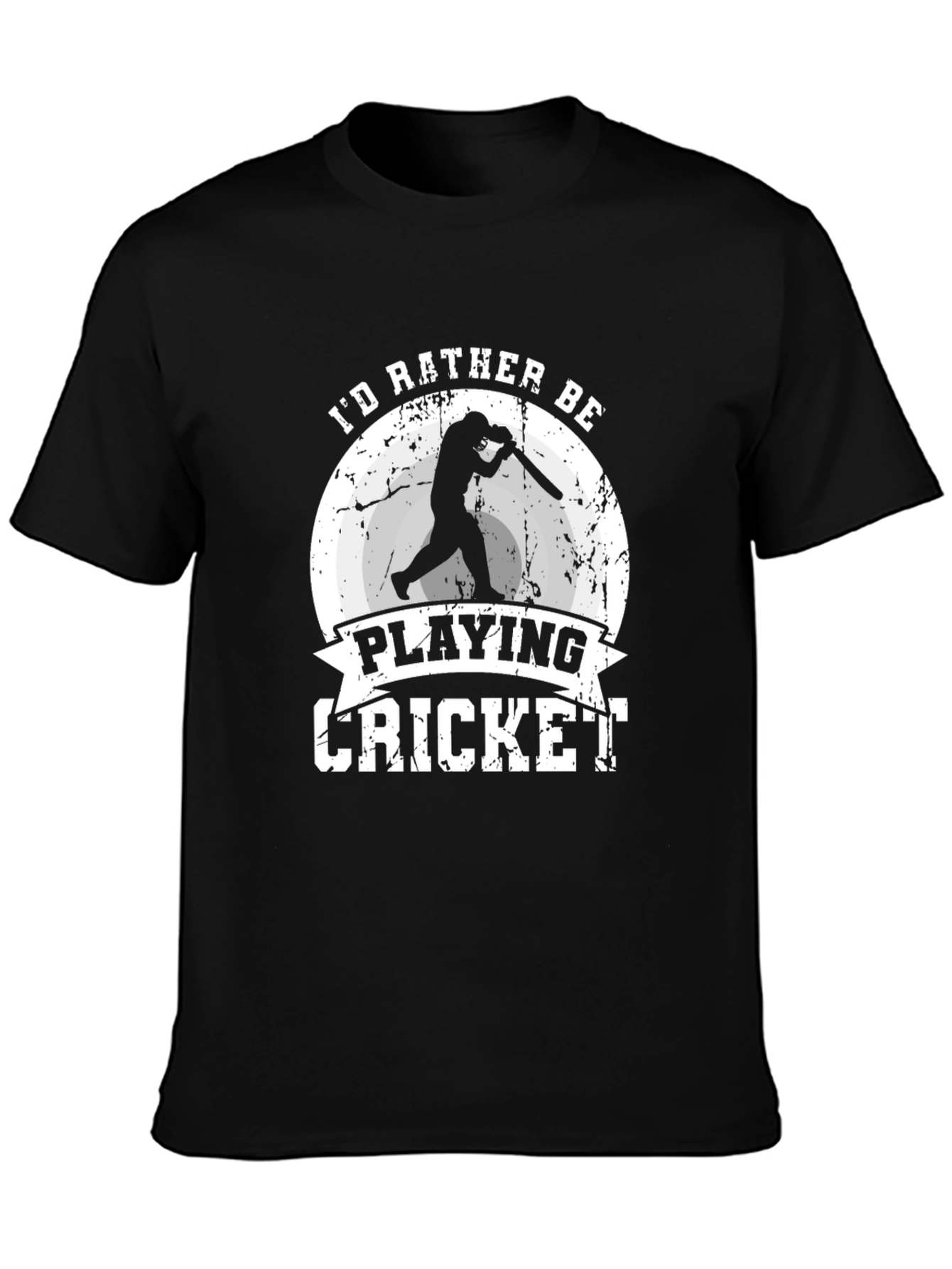 Id Rather Be Playing Cricket Black T-Shirt