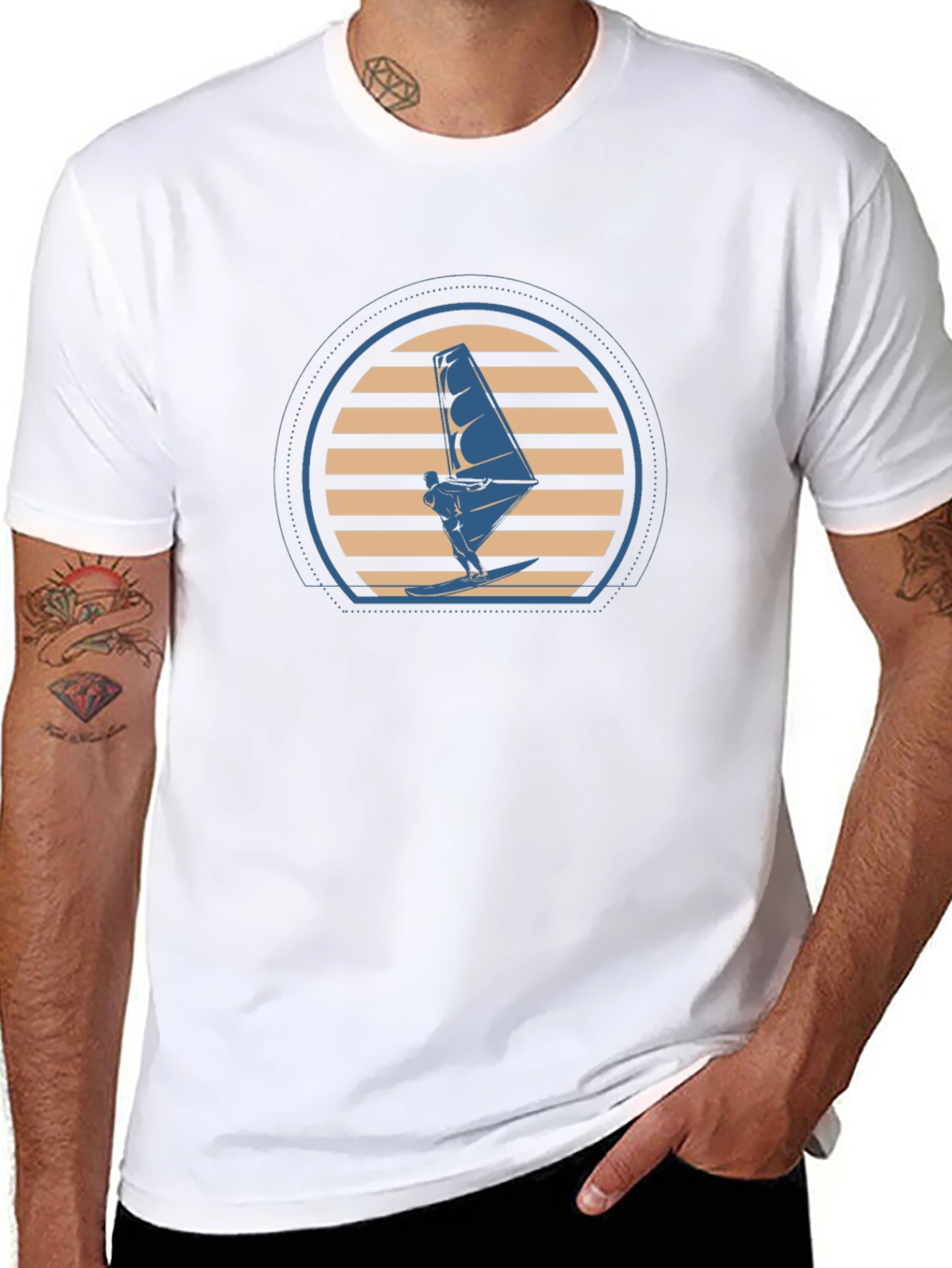 Windsurfing Sunset Graphic Tee - Black T-Shirt