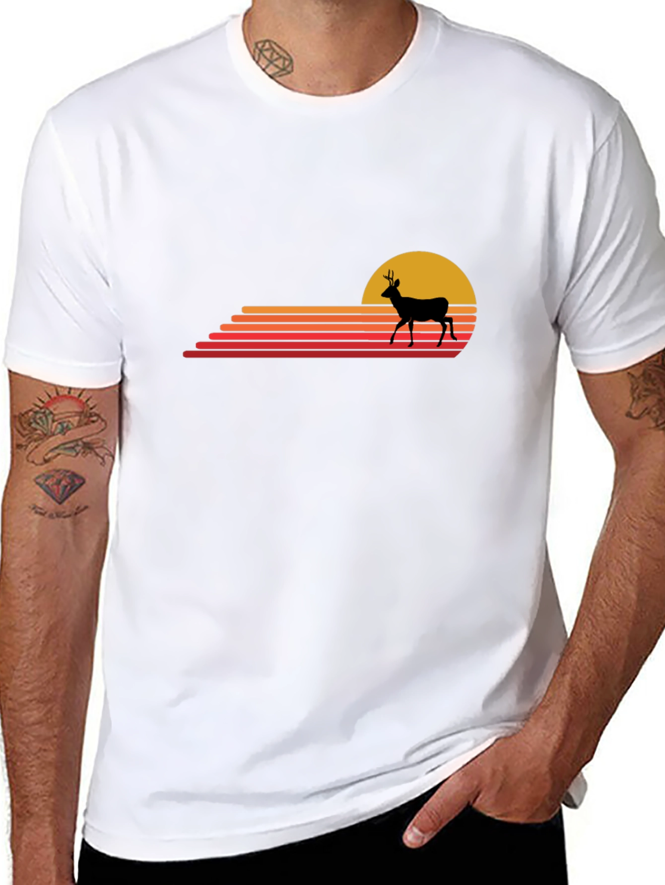 Retro Deer Sunset Graphic Tee