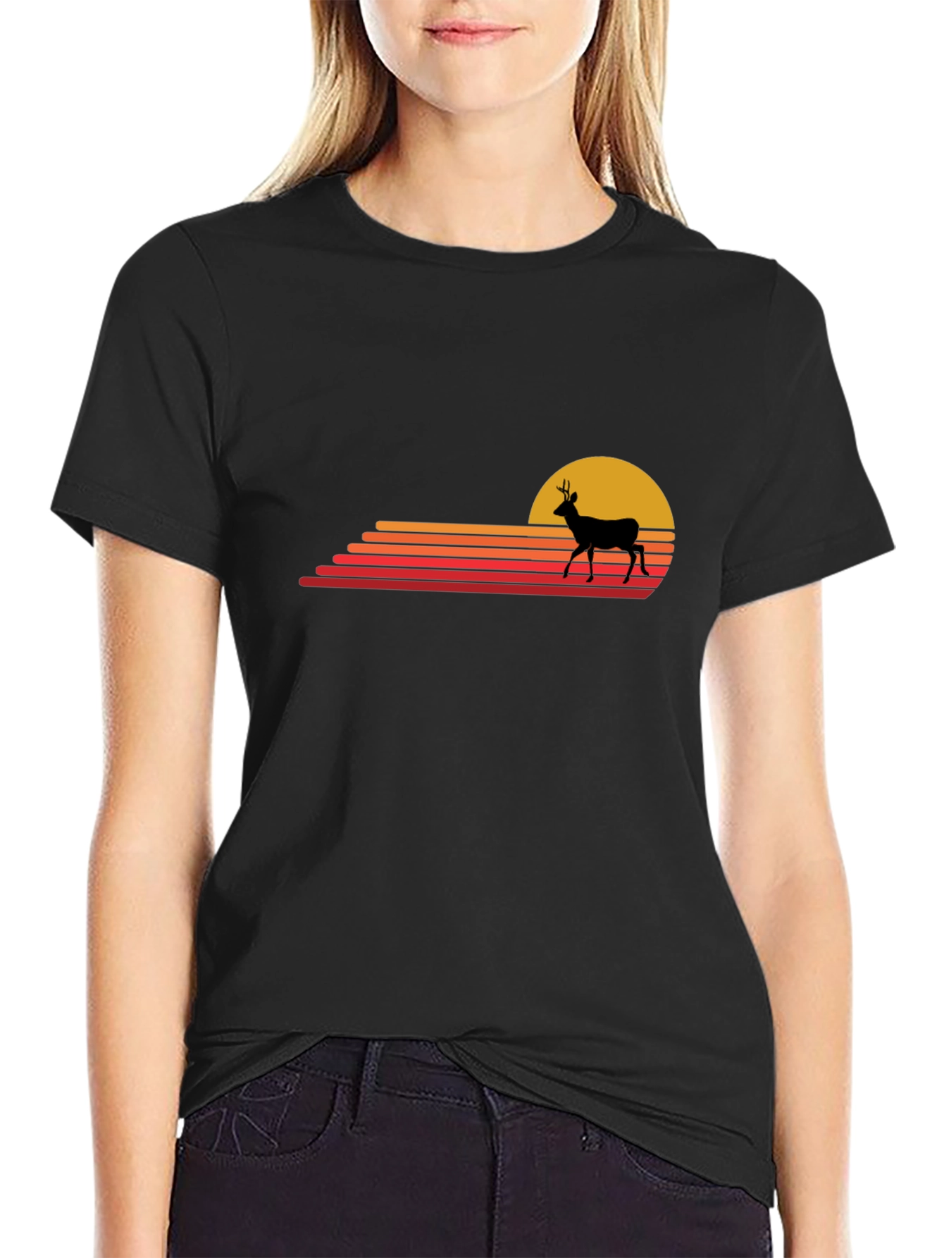 Retro Deer Sunset Graphic Tee