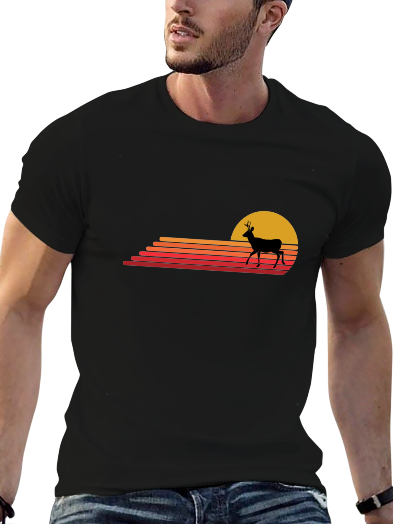 Retro Deer Sunset Graphic Tee