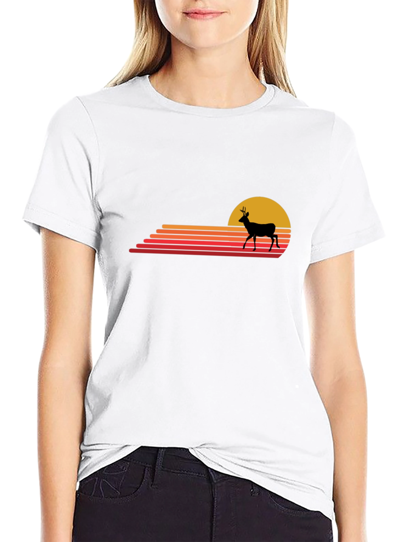 Retro Deer Sunset Graphic Tee