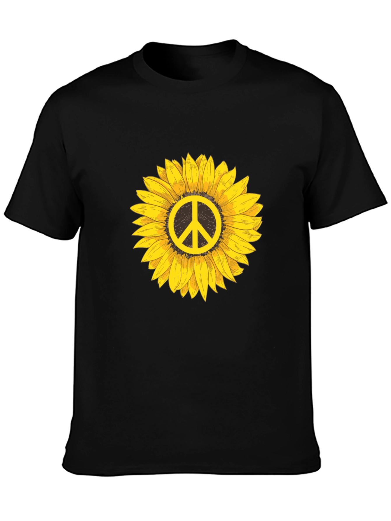 Peace Sunflower Graphic Tee - Black