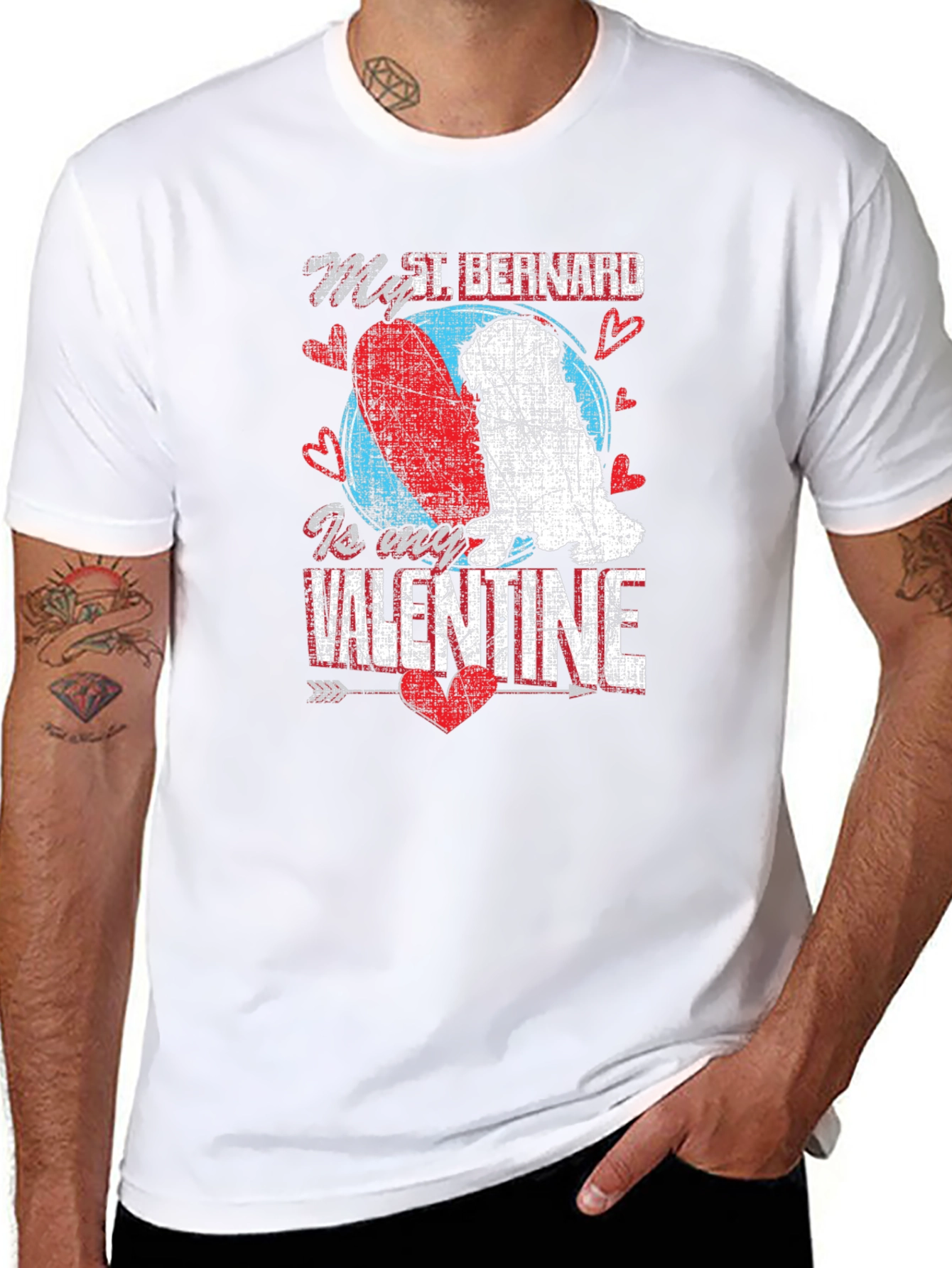 St. Bernard Valentines Day Graphic T-Shirt