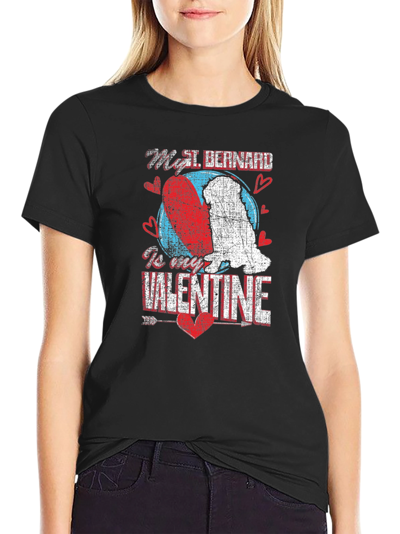 St. Bernard Valentines Day Graphic T-Shirt