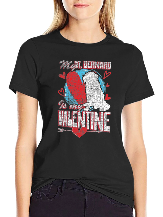 St. Bernard Valentines Day Graphic T-Shirt