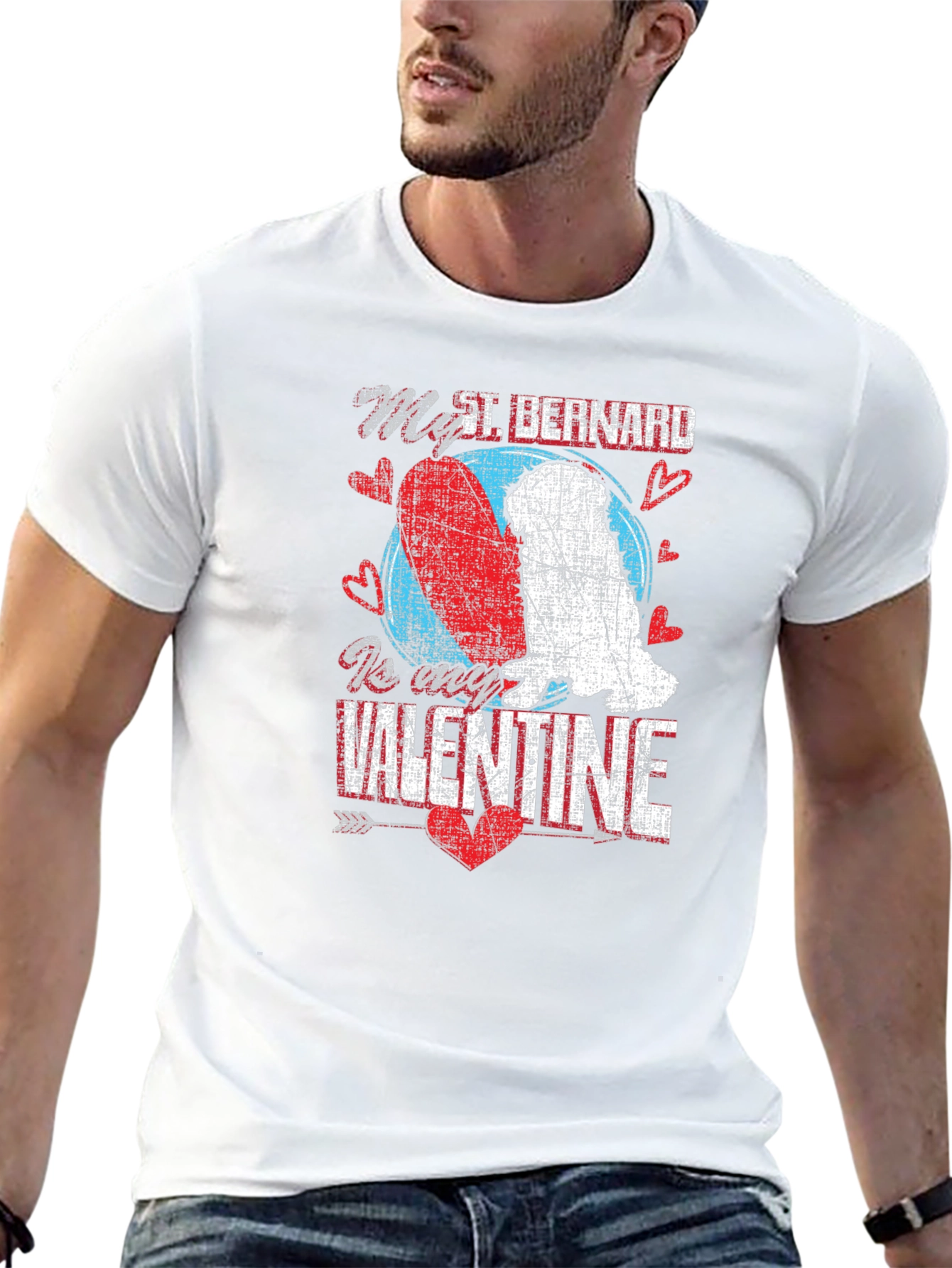 St. Bernard Valentines Day Graphic T-Shirt