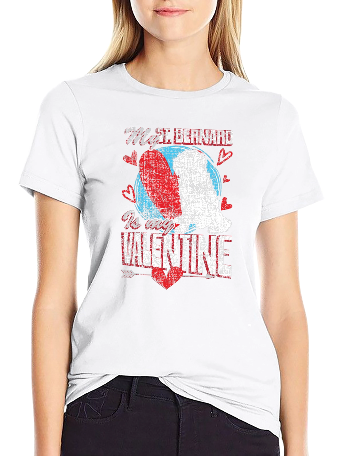 St. Bernard Valentines Day Graphic T-Shirt