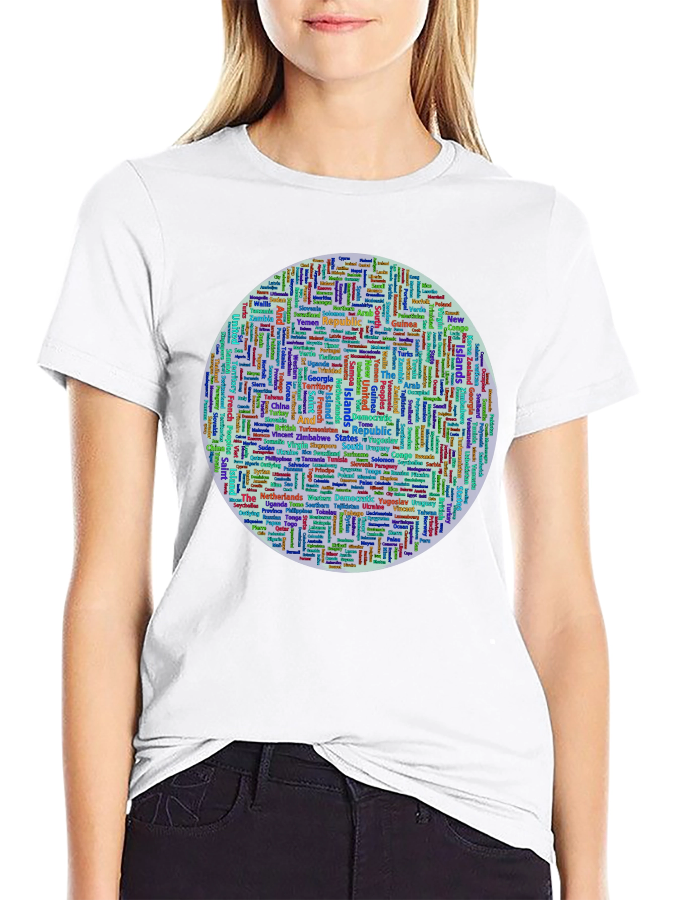 Countries Word Art Print Black T-Shirt