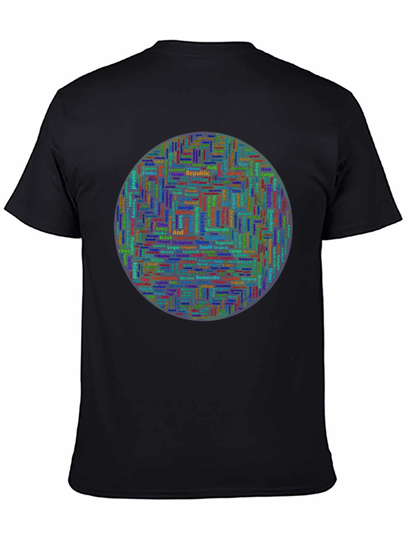 Countries Word Art Print Black T-Shirt