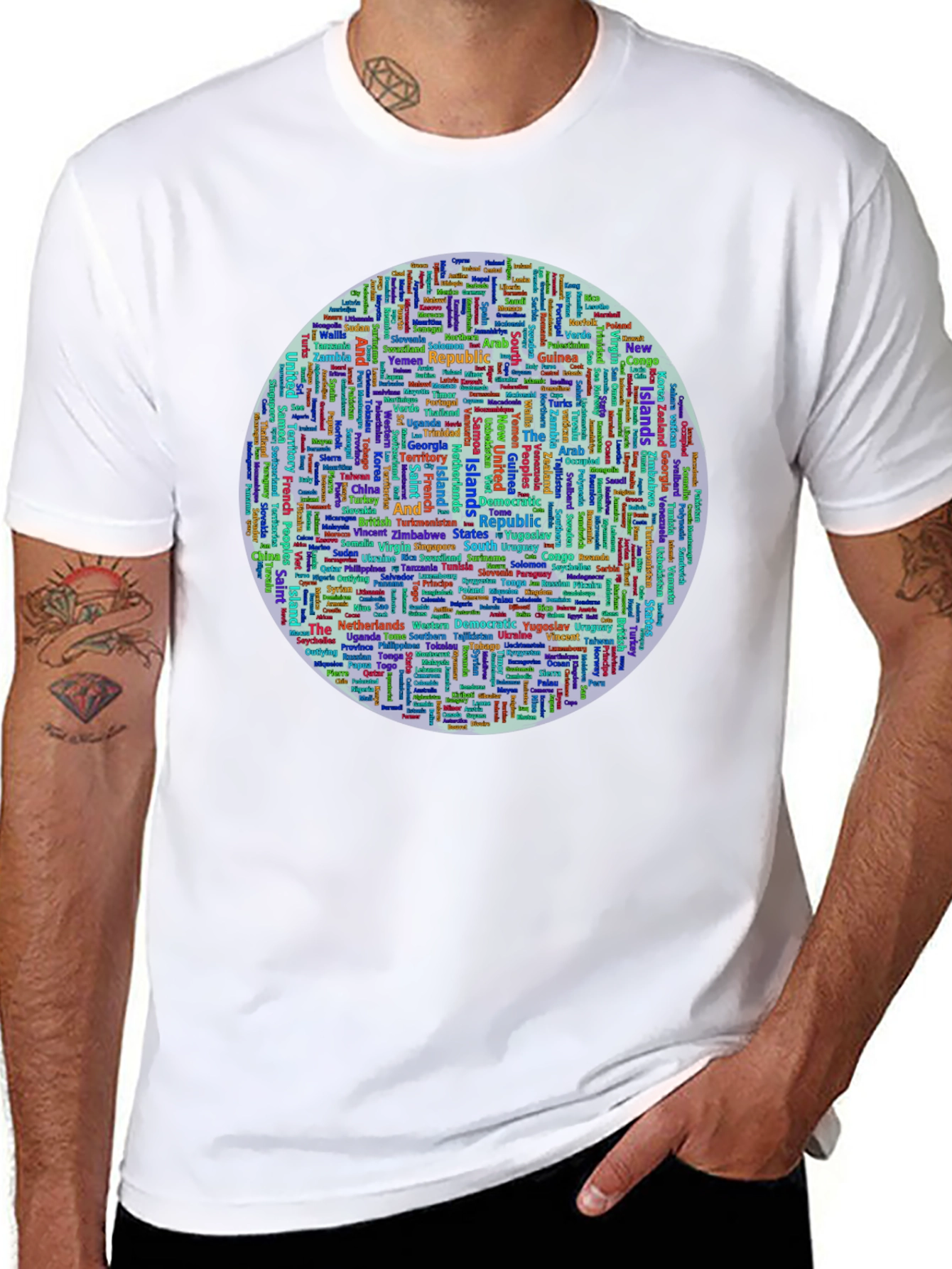 Countries Word Art Print Black T-Shirt
