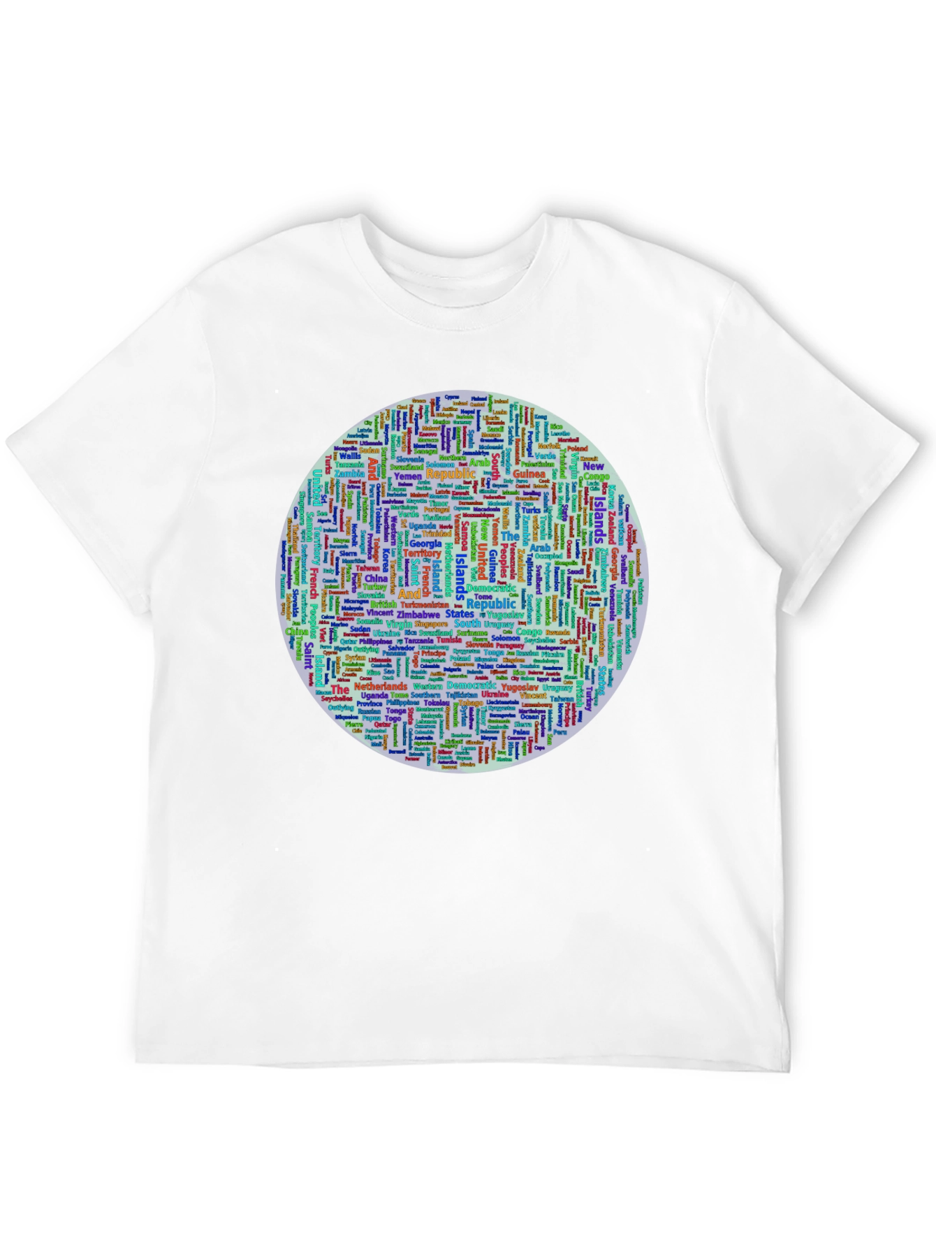 Countries Word Art Print Black T-Shirt