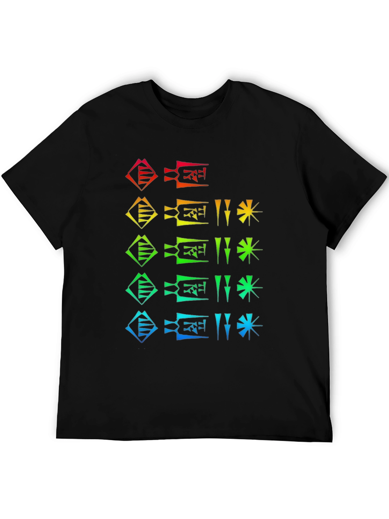 Rainbow Cuneiform Graphic Tee - Unique Sumerian Design