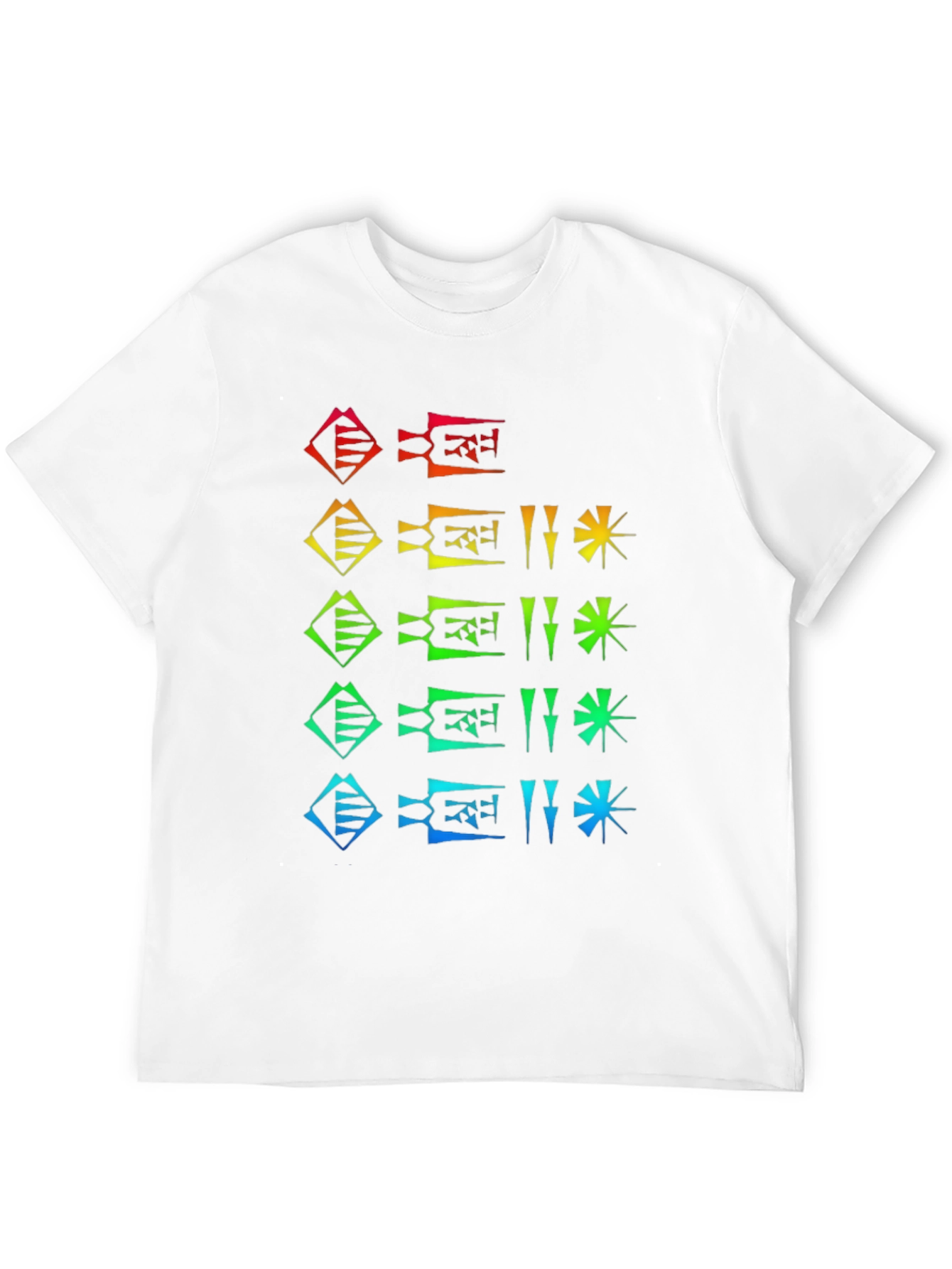 Rainbow Cuneiform Graphic Tee - Unique Sumerian Design