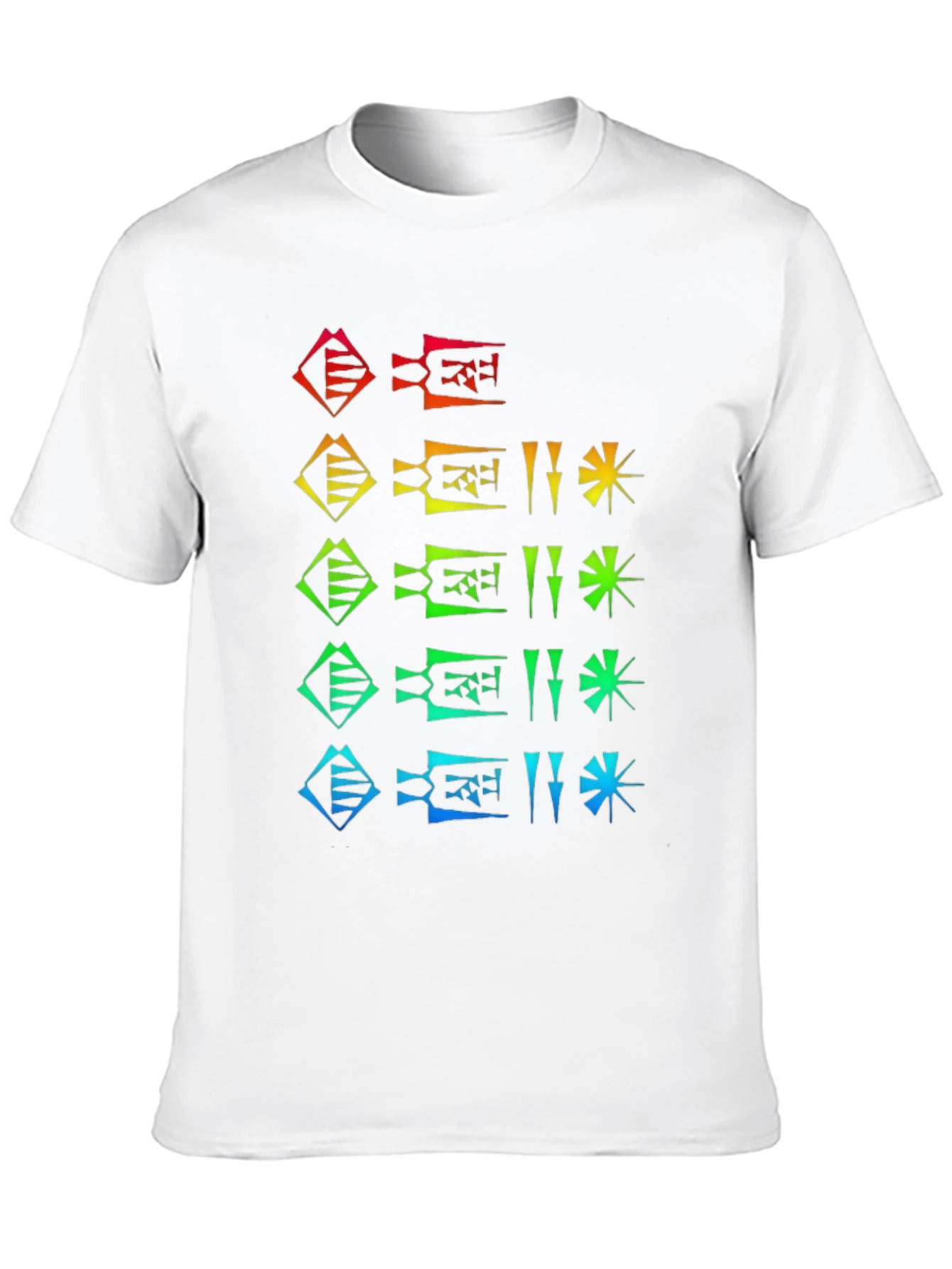 Rainbow Cuneiform Graphic Tee - Unique Sumerian Design