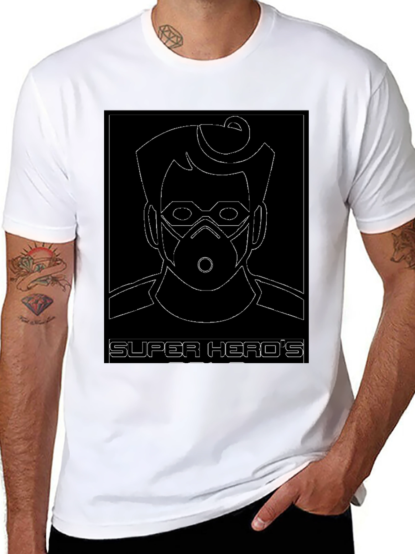 Super Heros Black Graphic T-Shirt