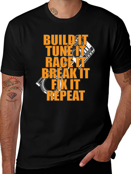 Build Tune Race Repeat Black T-Shirt