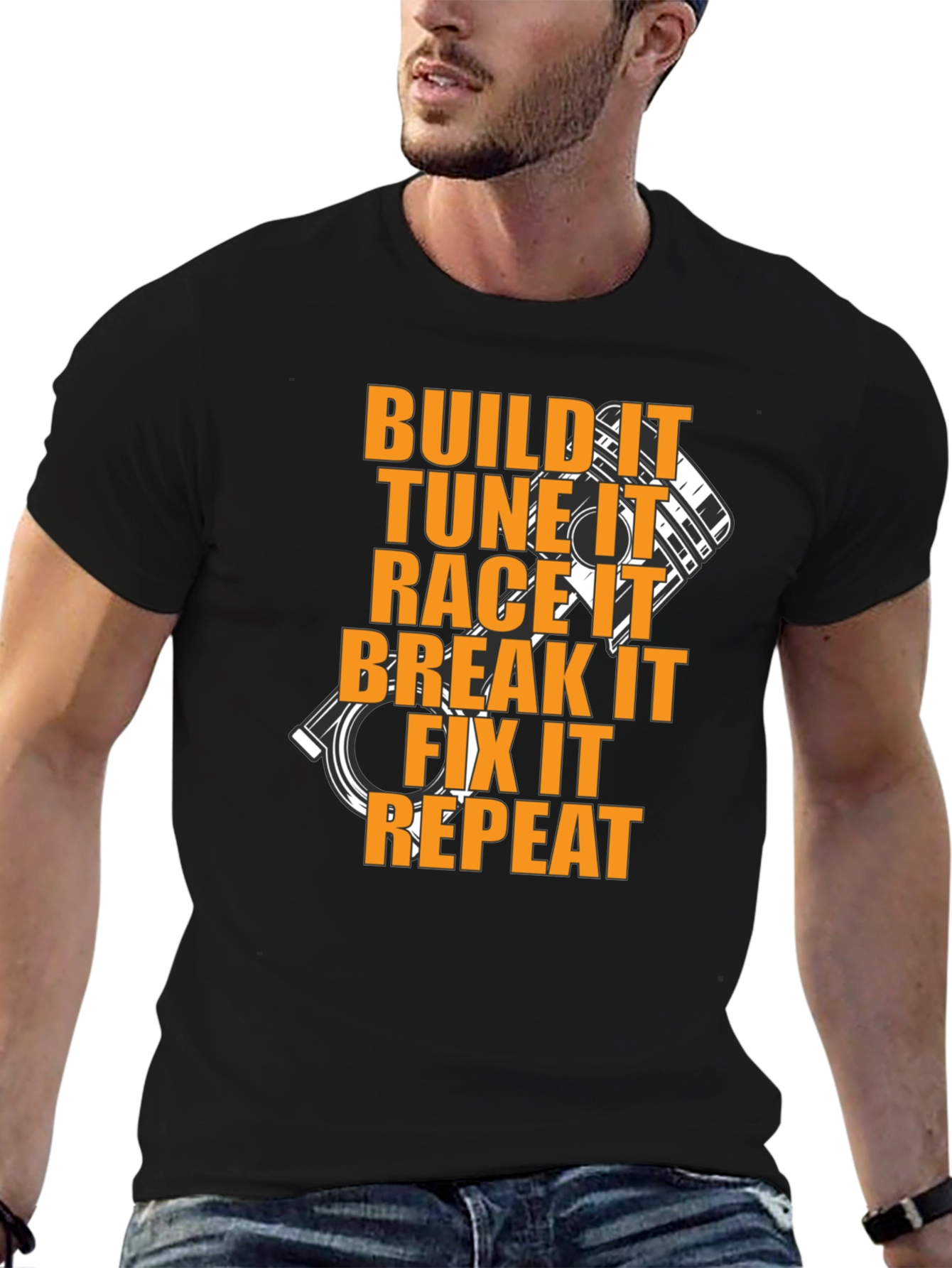 Build Tune Race Repeat Black T-Shirt