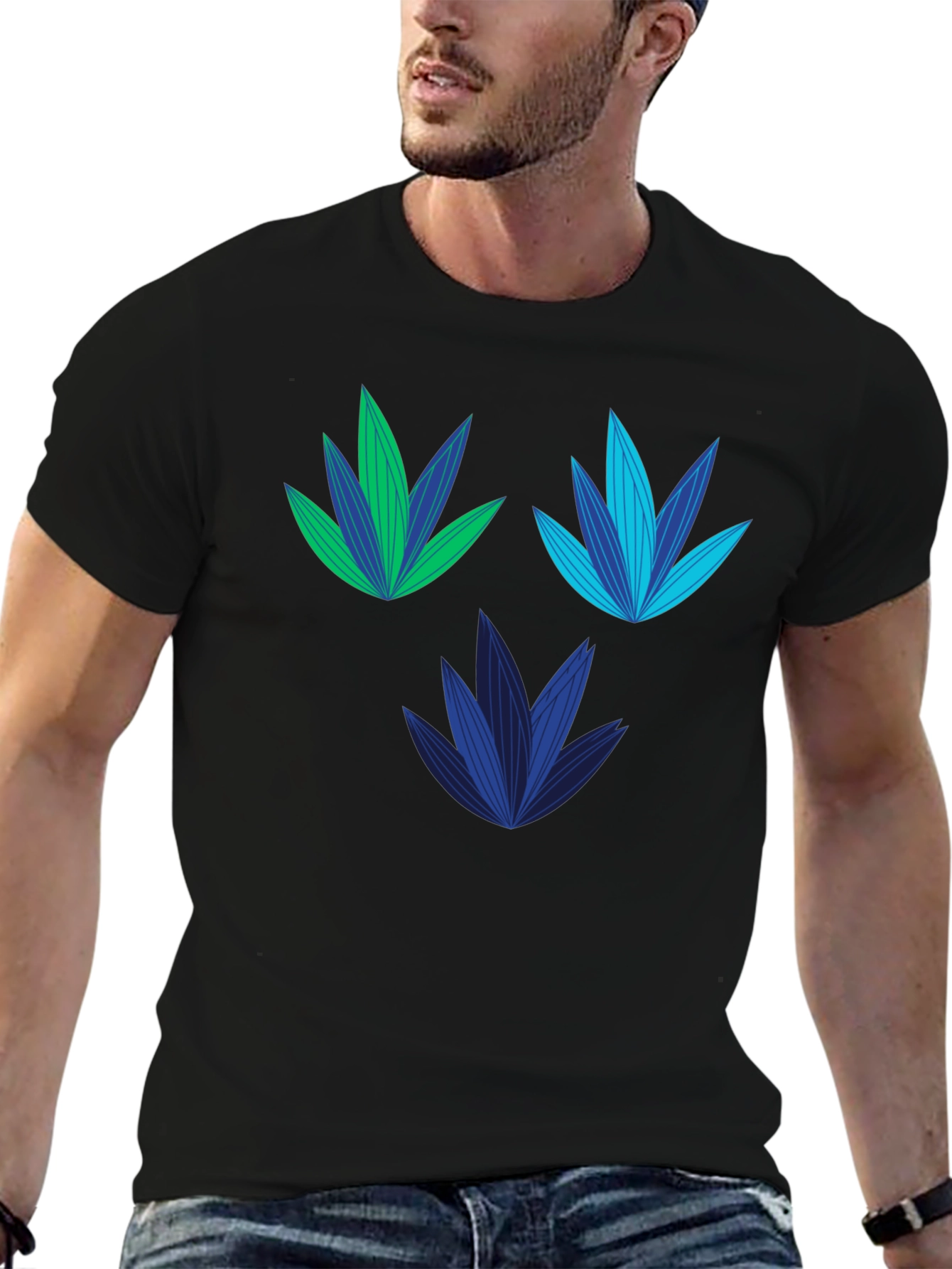 Modern Botanical Black T-Shirt