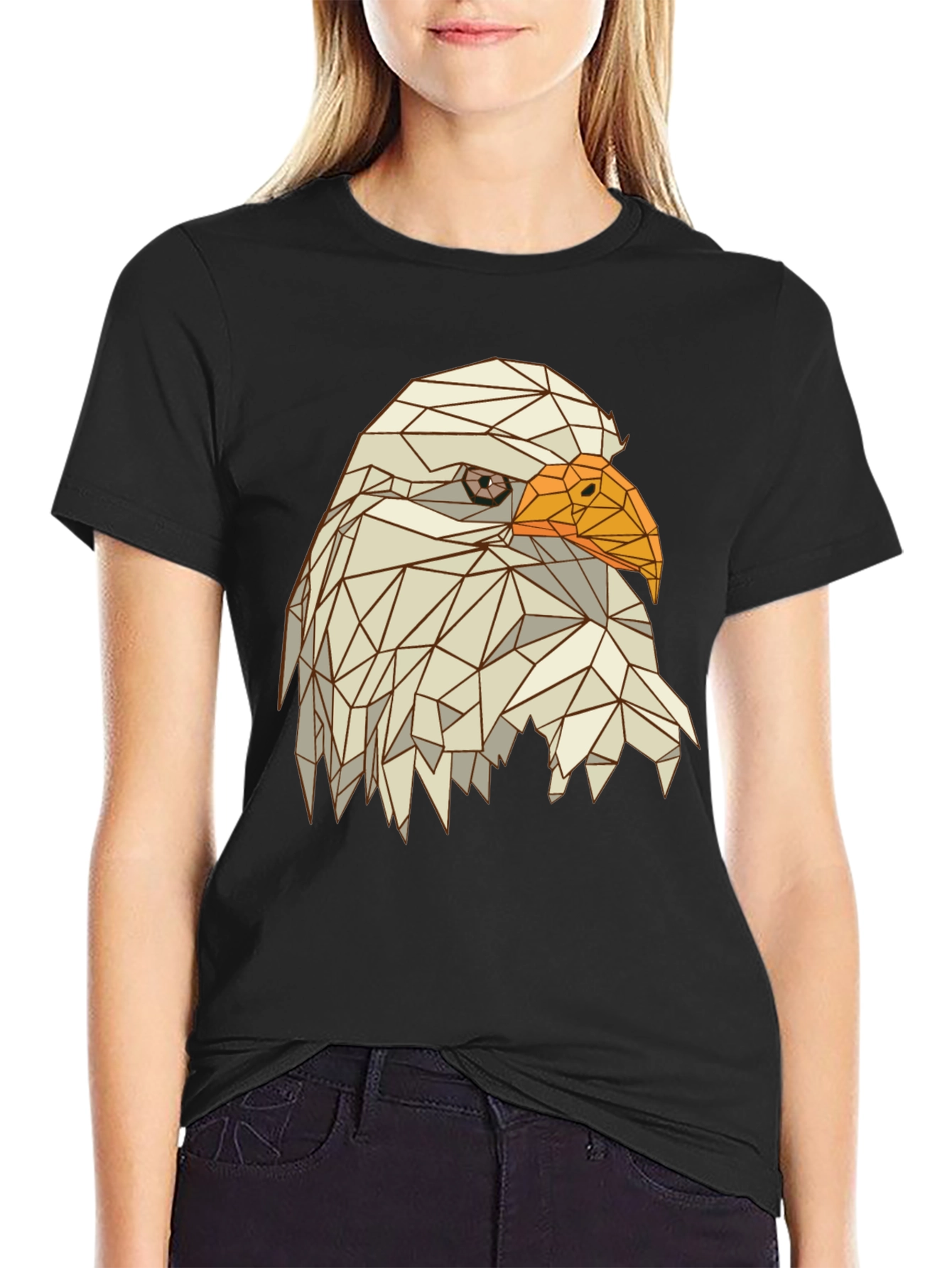 Geometric Eagle Head Graphic Tee - Mens Black T-Shirt