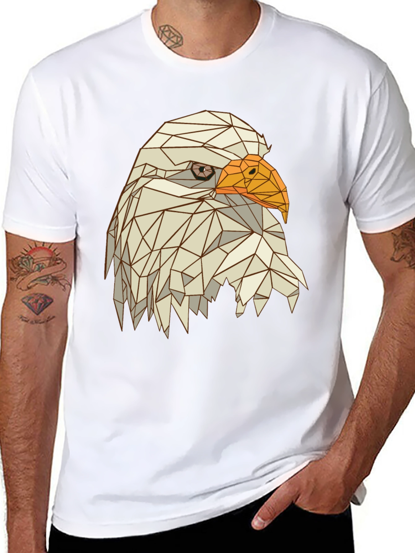 Geometric Eagle Head Graphic Tee - Mens Black T-Shirt