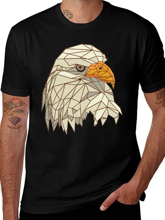 Geometric Eagle Head Graphic Tee - Mens Black T-Shirt