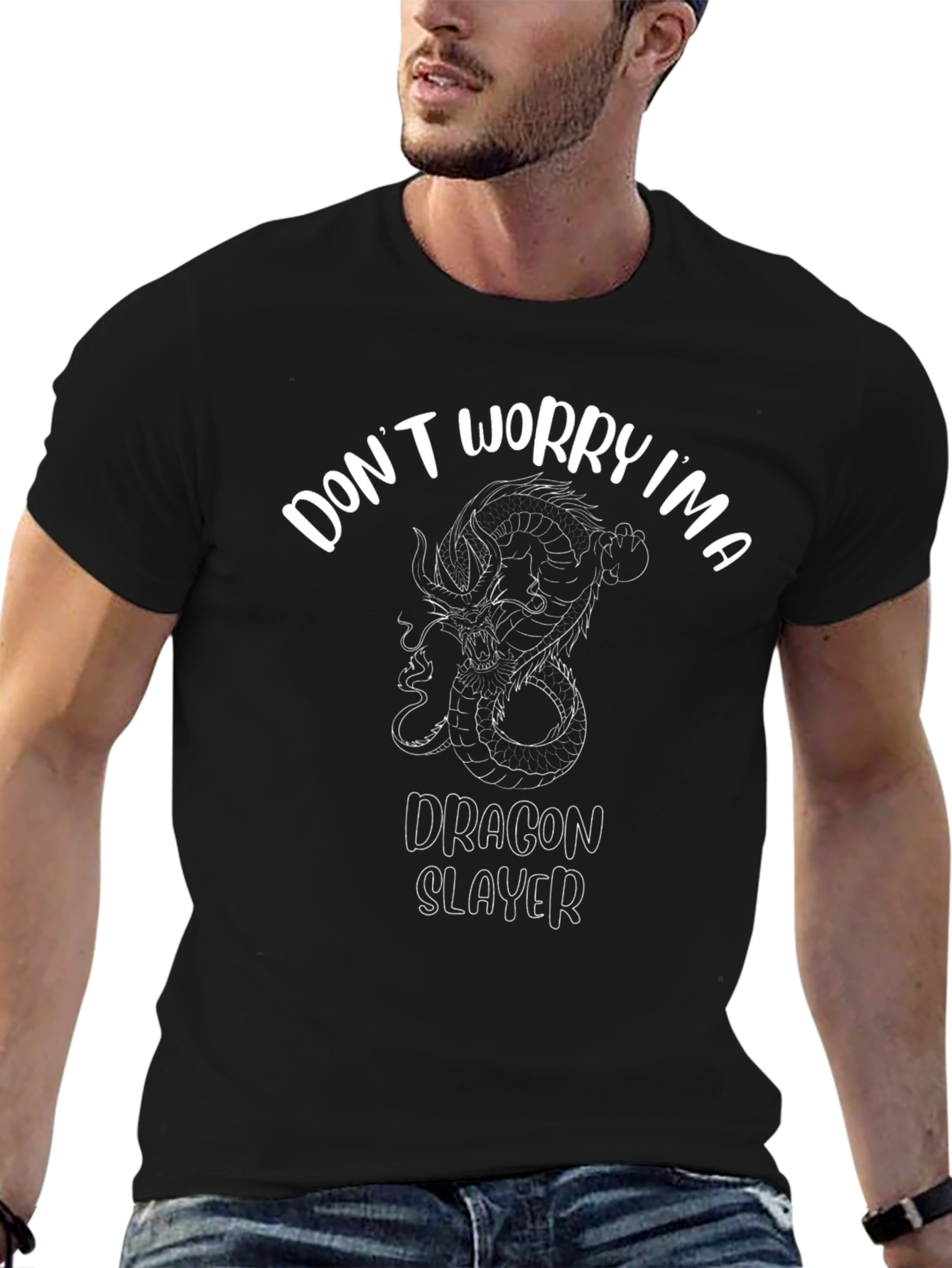 Dragon Slayer Graphic Tee - Mens Black T-Shirt