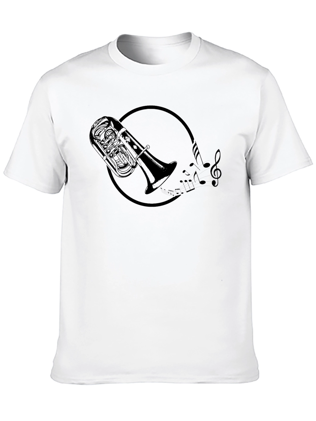 Tuba Music Notes Graphic Black T-Shirt