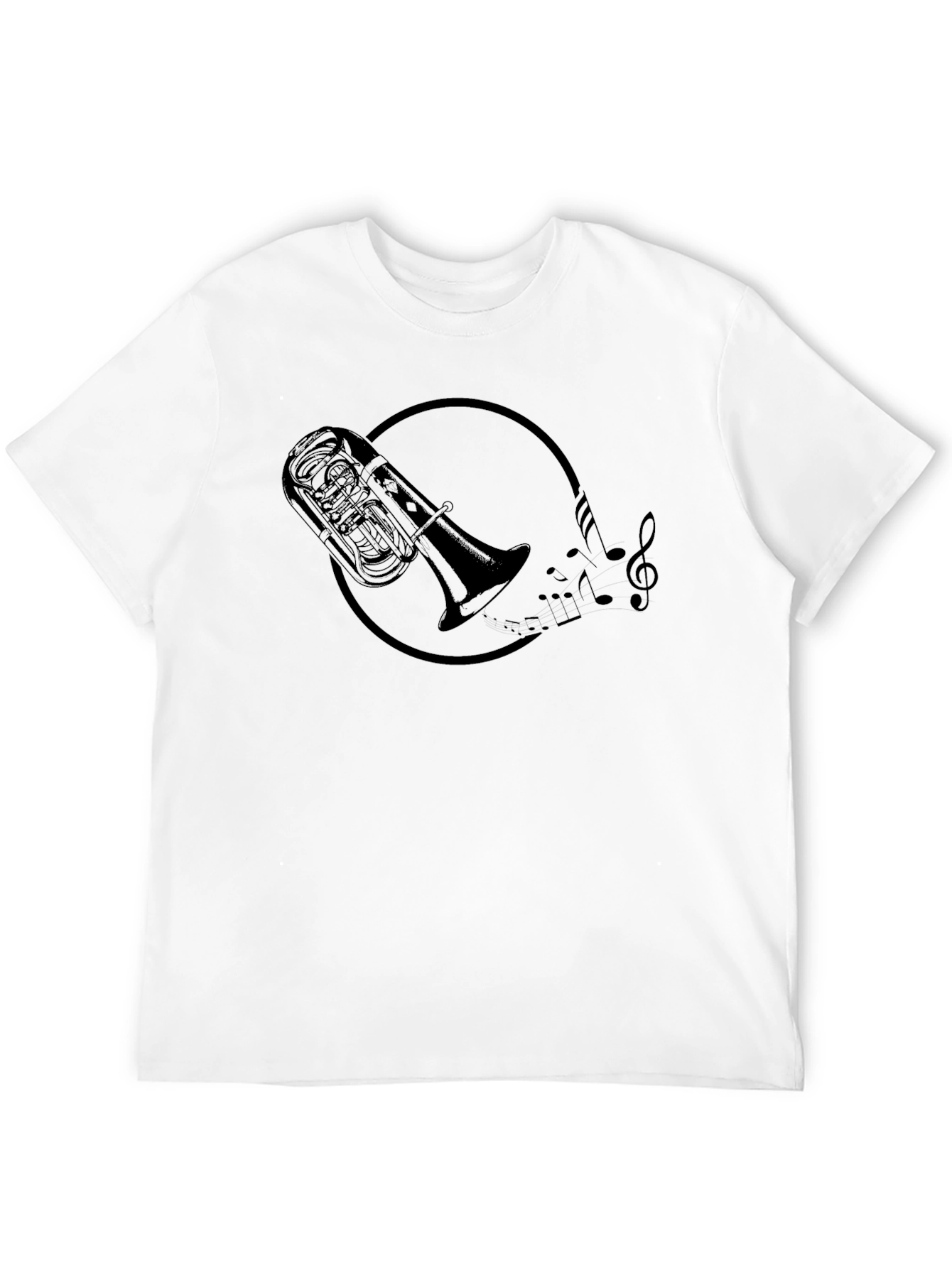 Tuba Music Notes Graphic Black T-Shirt