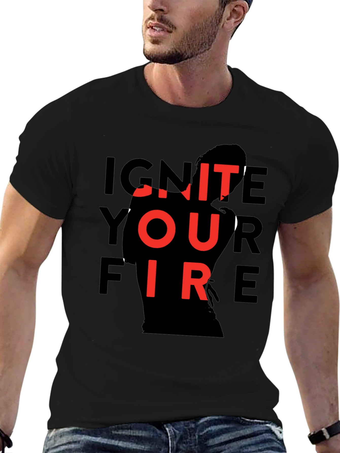 Ignite Your Fire Graphic Tee - Stylish Black T-Shirt