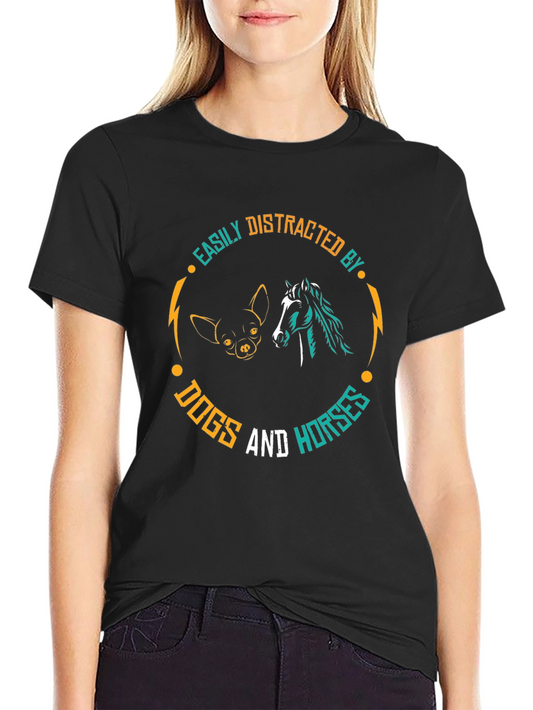 Distracted by Dogs & Horses Graphic T-Shirt