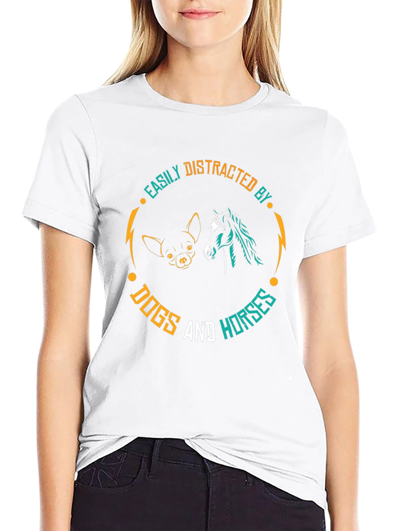 Distracted by Dogs & Horses Graphic T-Shirt