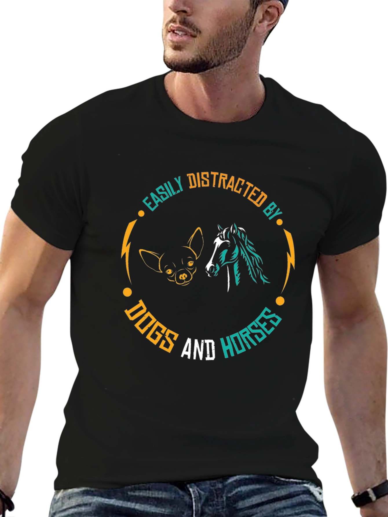 Distracted by Dogs & Horses Graphic T-Shirt