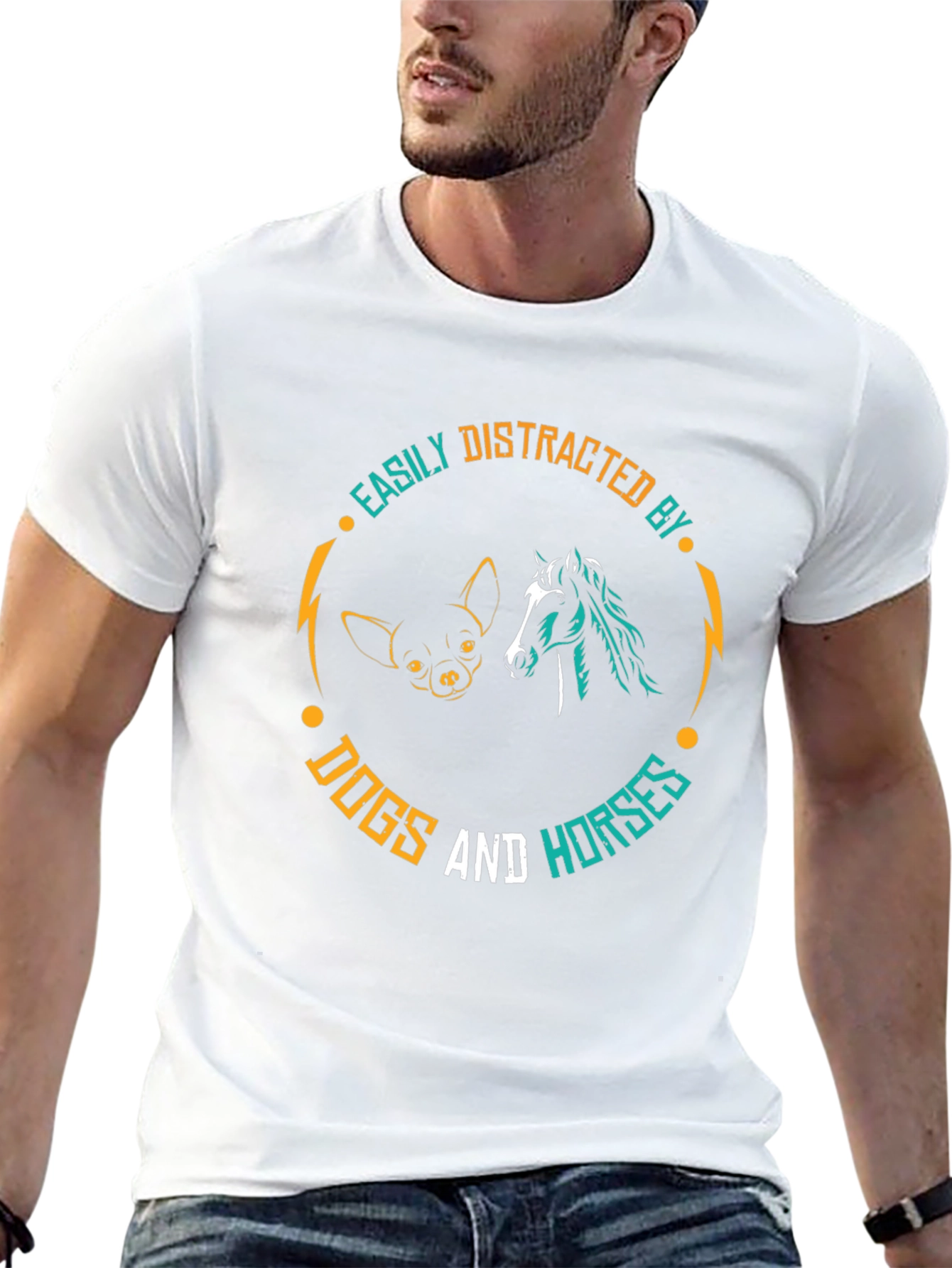 Distracted by Dogs & Horses Graphic T-Shirt