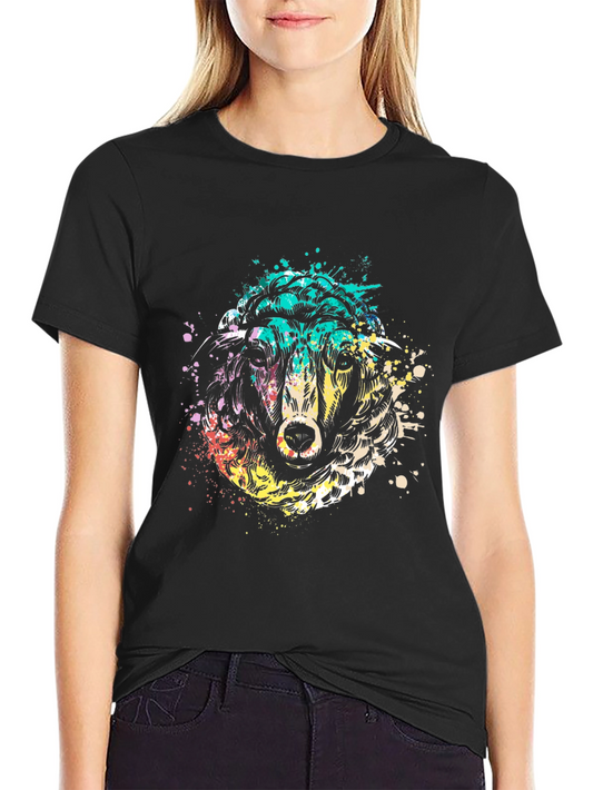 Abstract Sheep Graphic Black T-Shirt