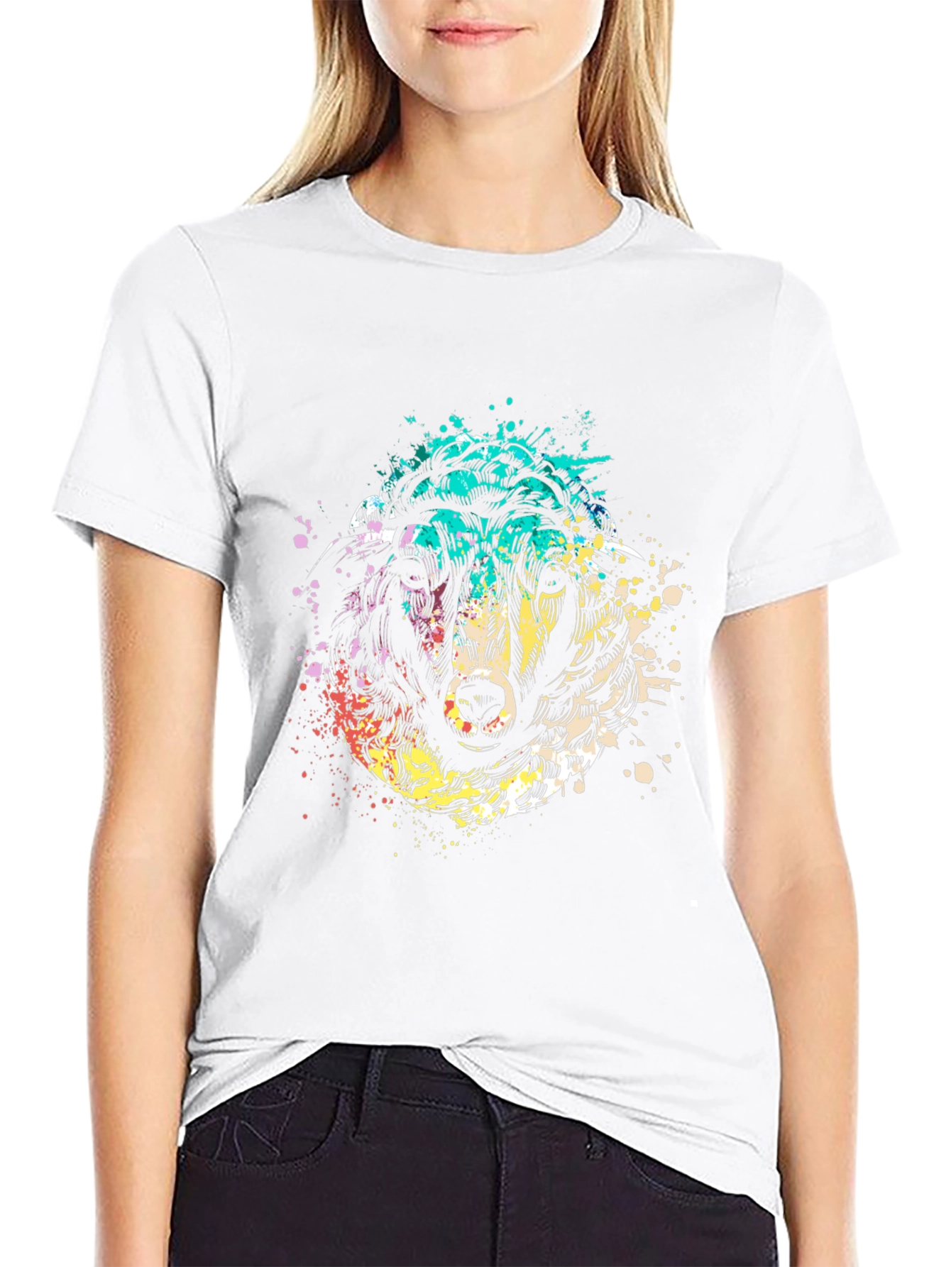 Abstract Sheep Graphic Black T-Shirt