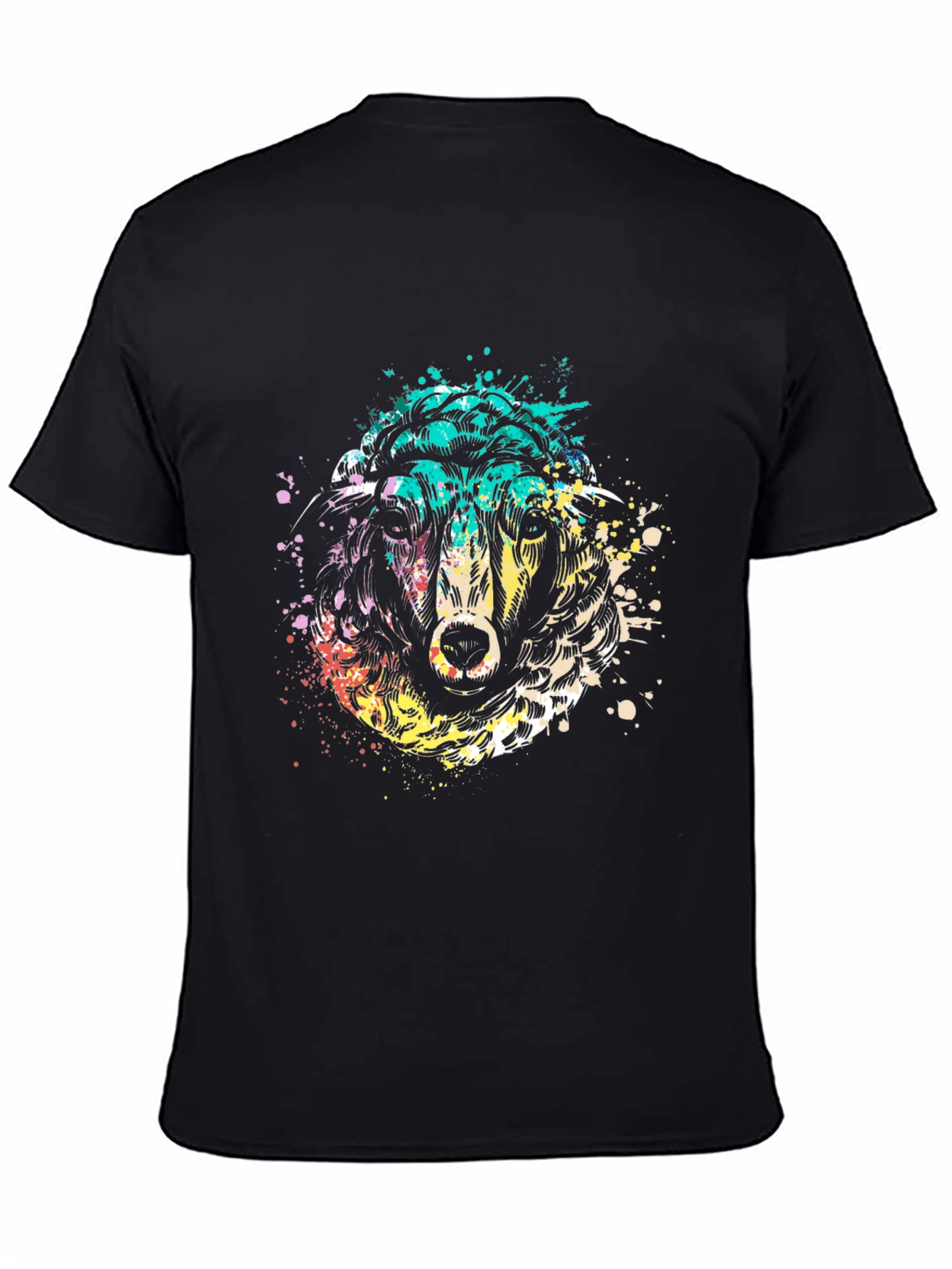 Abstract Sheep Graphic Black T-Shirt