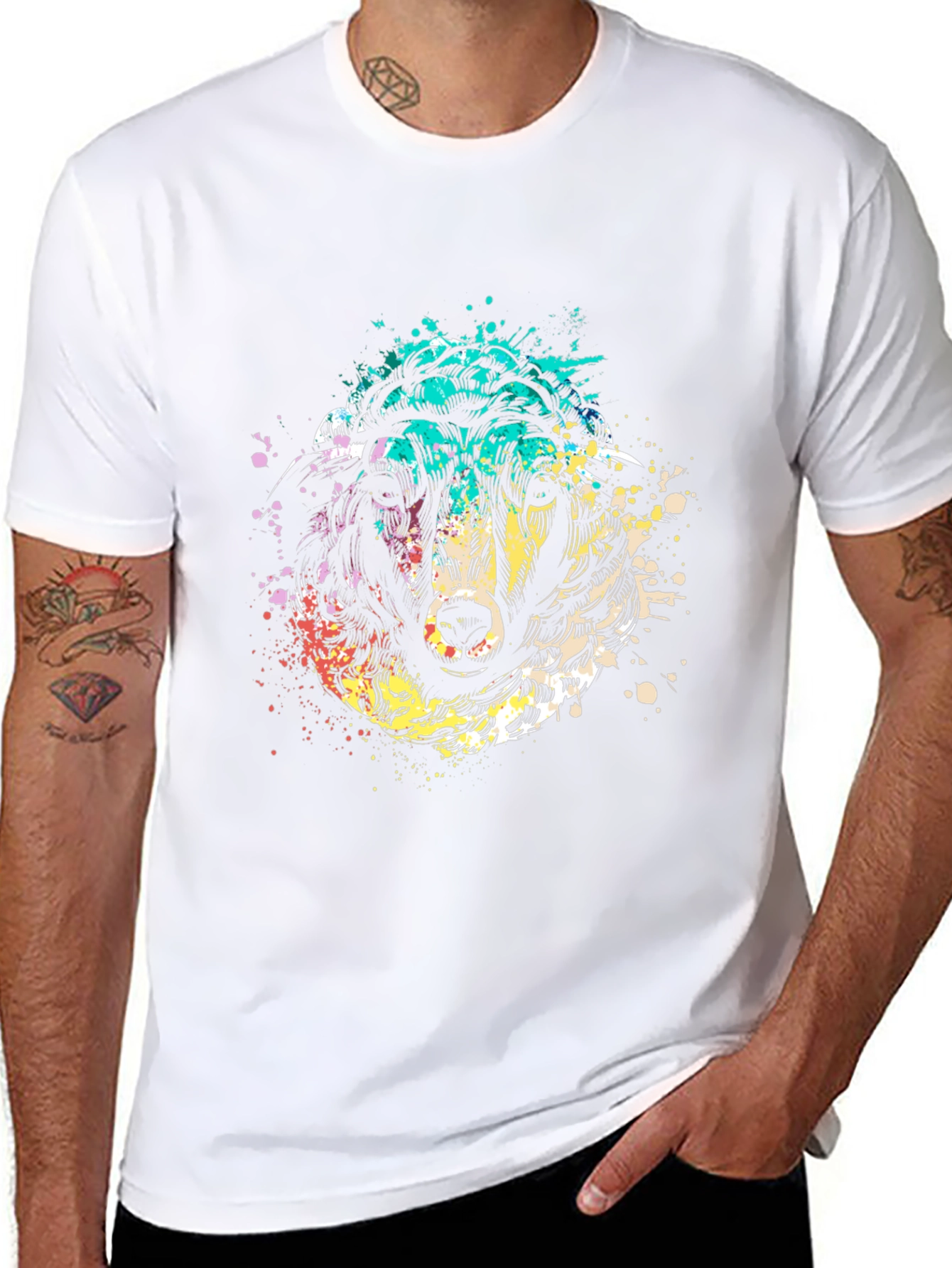 Abstract Sheep Graphic Black T-Shirt