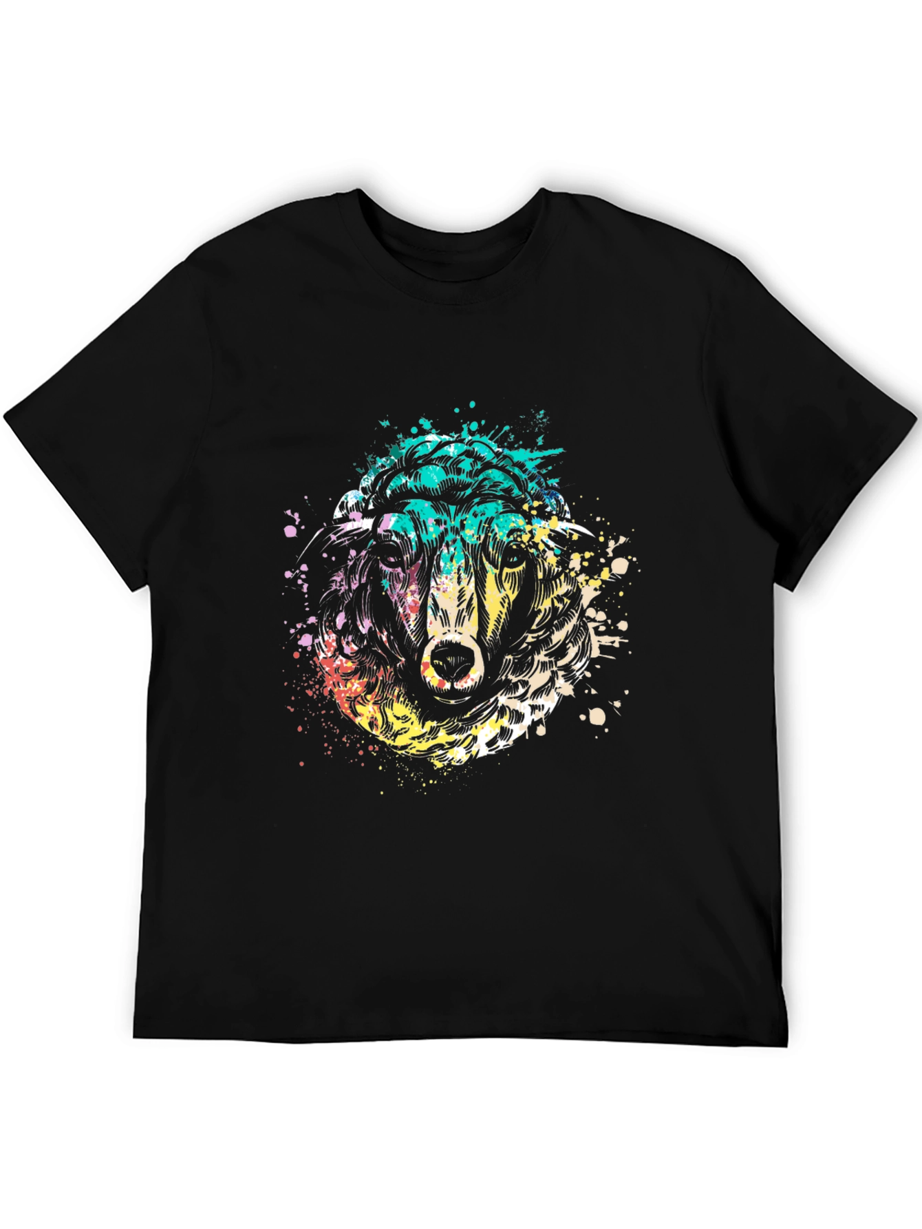 Abstract Sheep Graphic Black T-Shirt