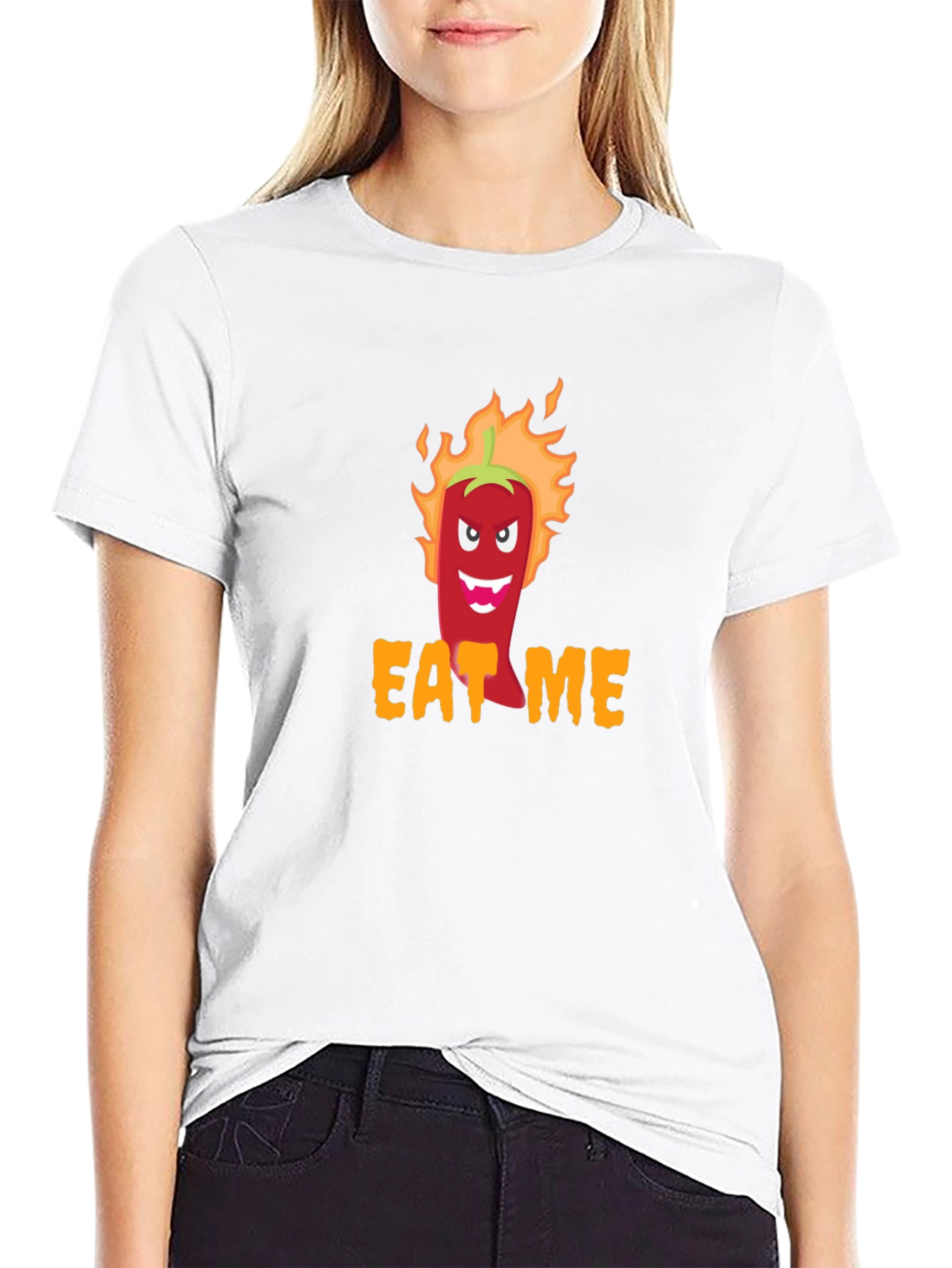 Eat Me Spicy Pepper Graphic Tee - Black T-Shirt