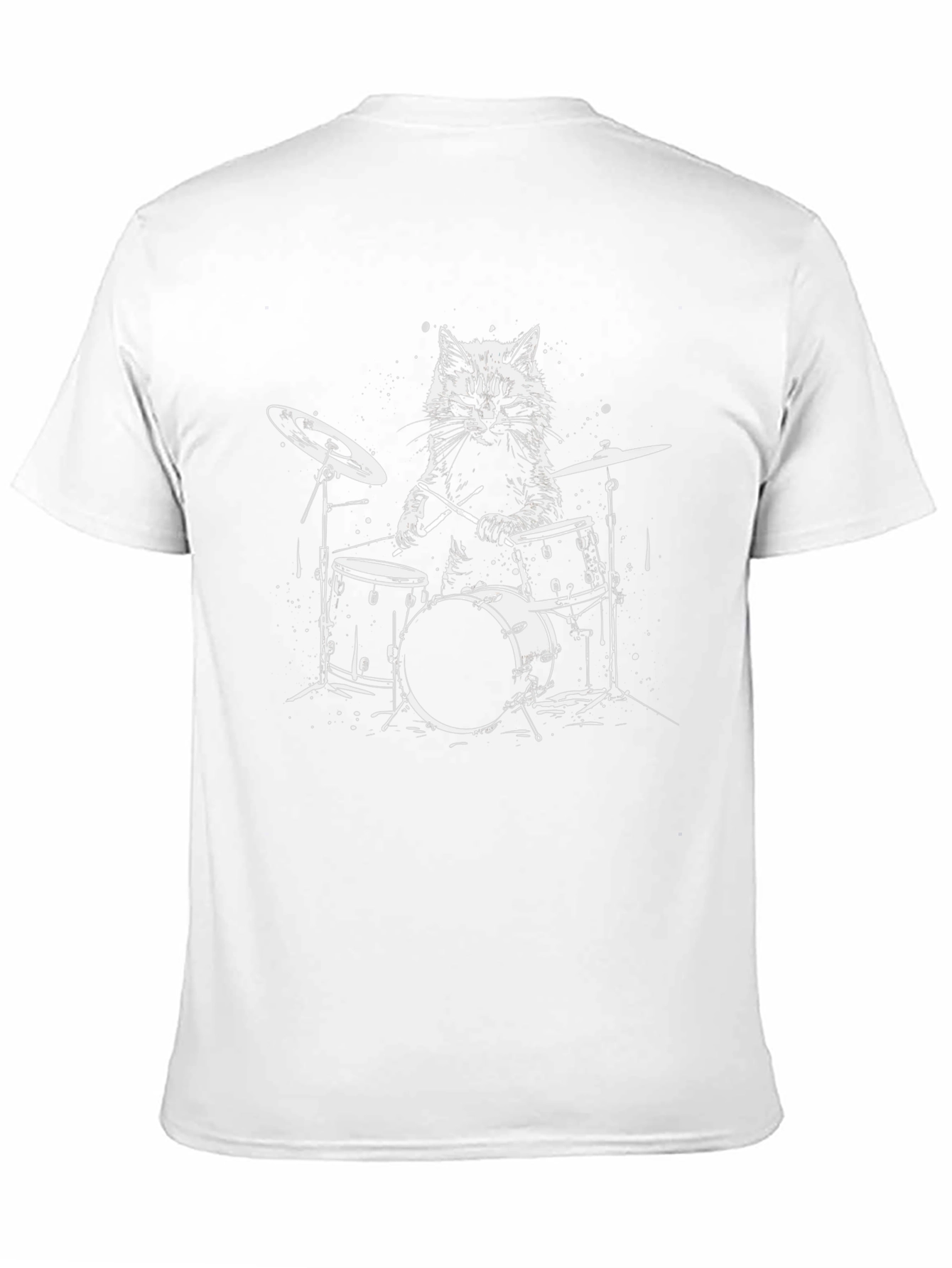 Cool Cat Drummer T-Shirt - Black Graphic Tee