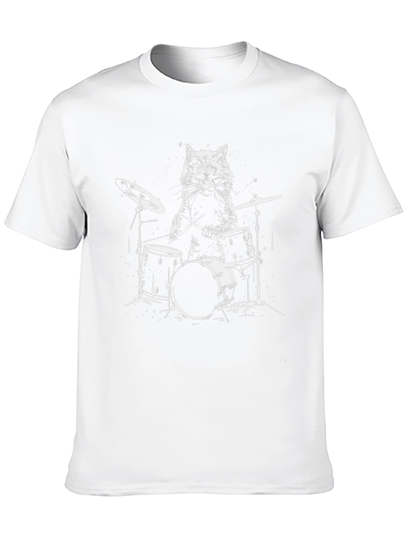 Cool Cat Drummer T-Shirt - Black Graphic Tee