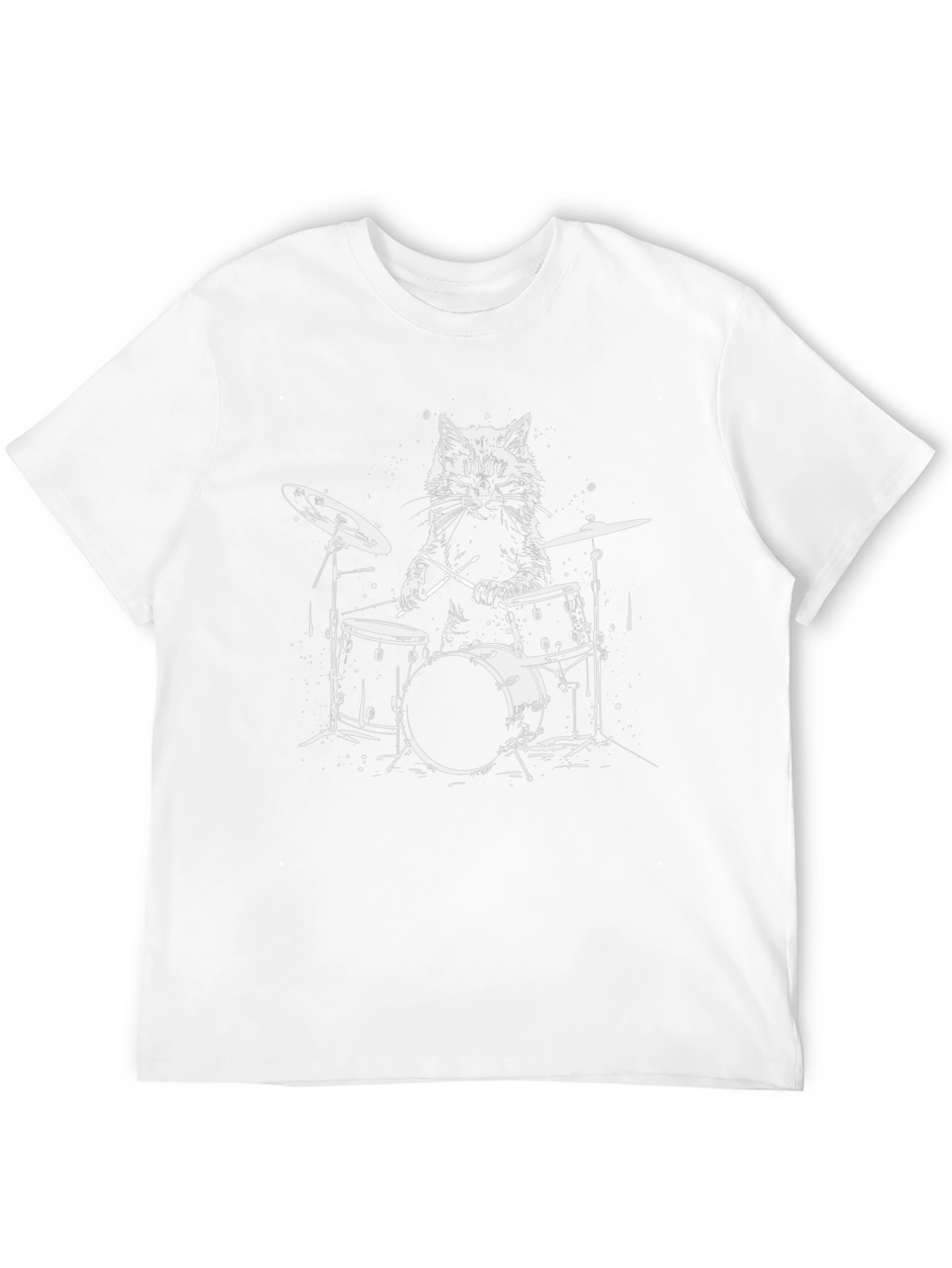 Cool Cat Drummer T-Shirt - Black Graphic Tee